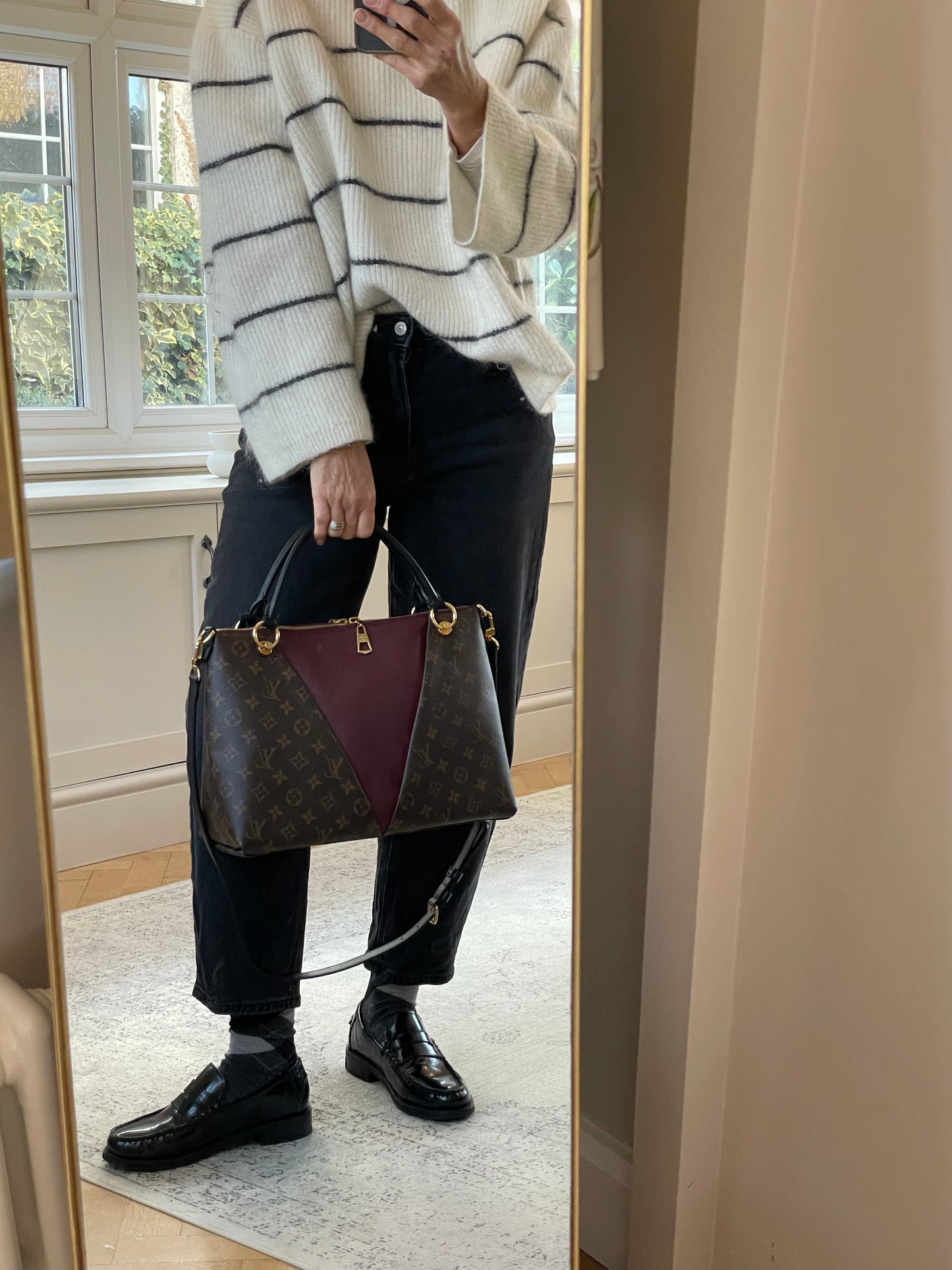 Preloved Louis Vuitton V Tote Bag with Long Strap, MM