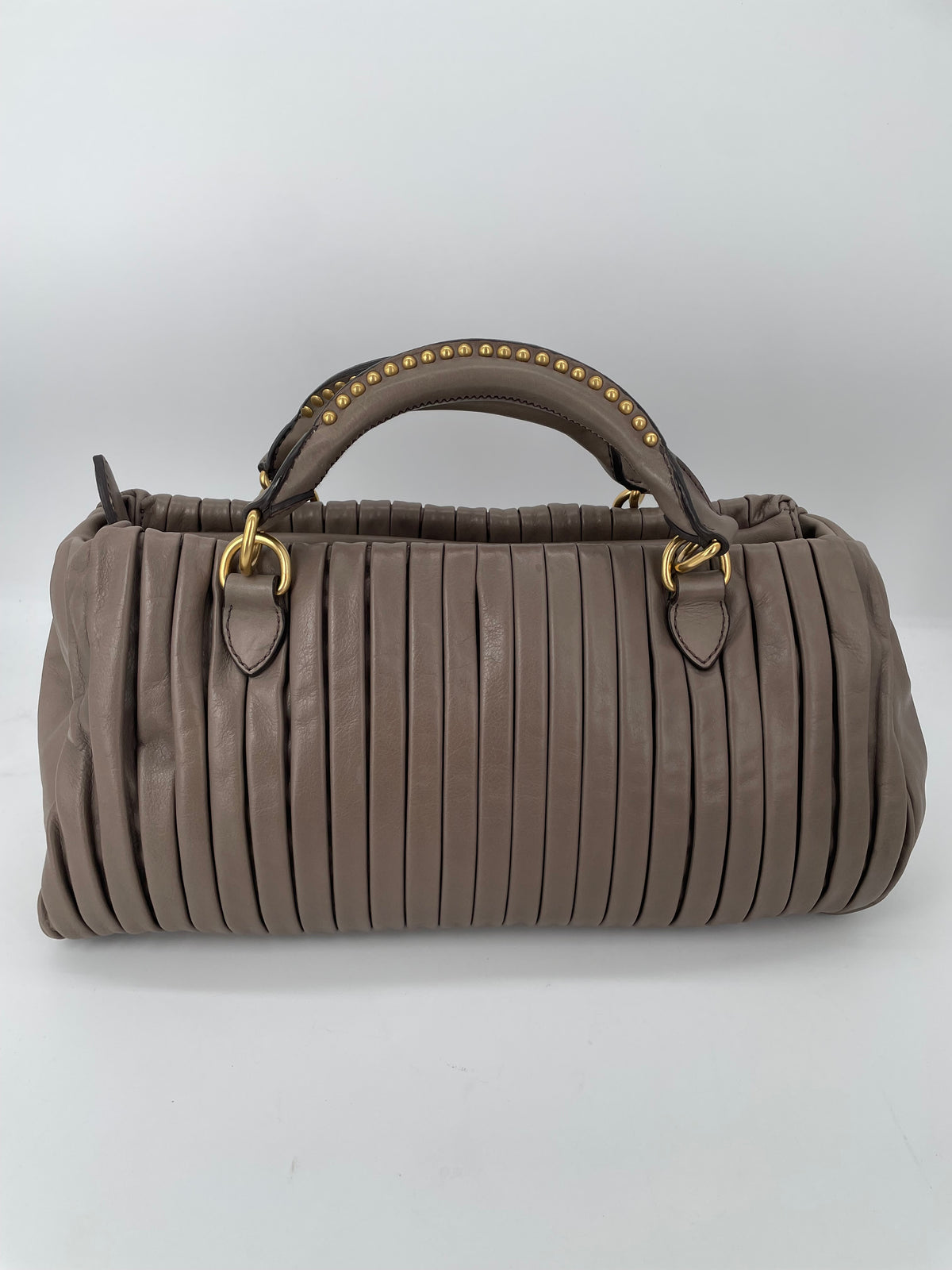 Preloved Miu Miu Plisse Pleated Leather Top handle bag