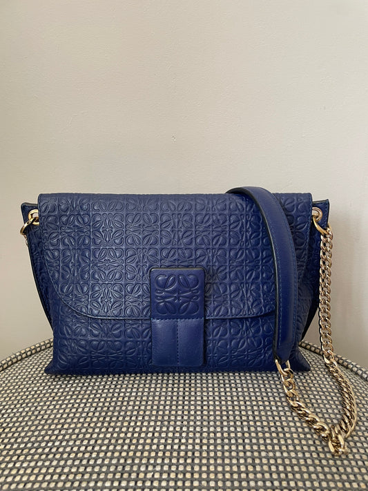 Preloved Loewe Avenue Embossed Shoulder Bag