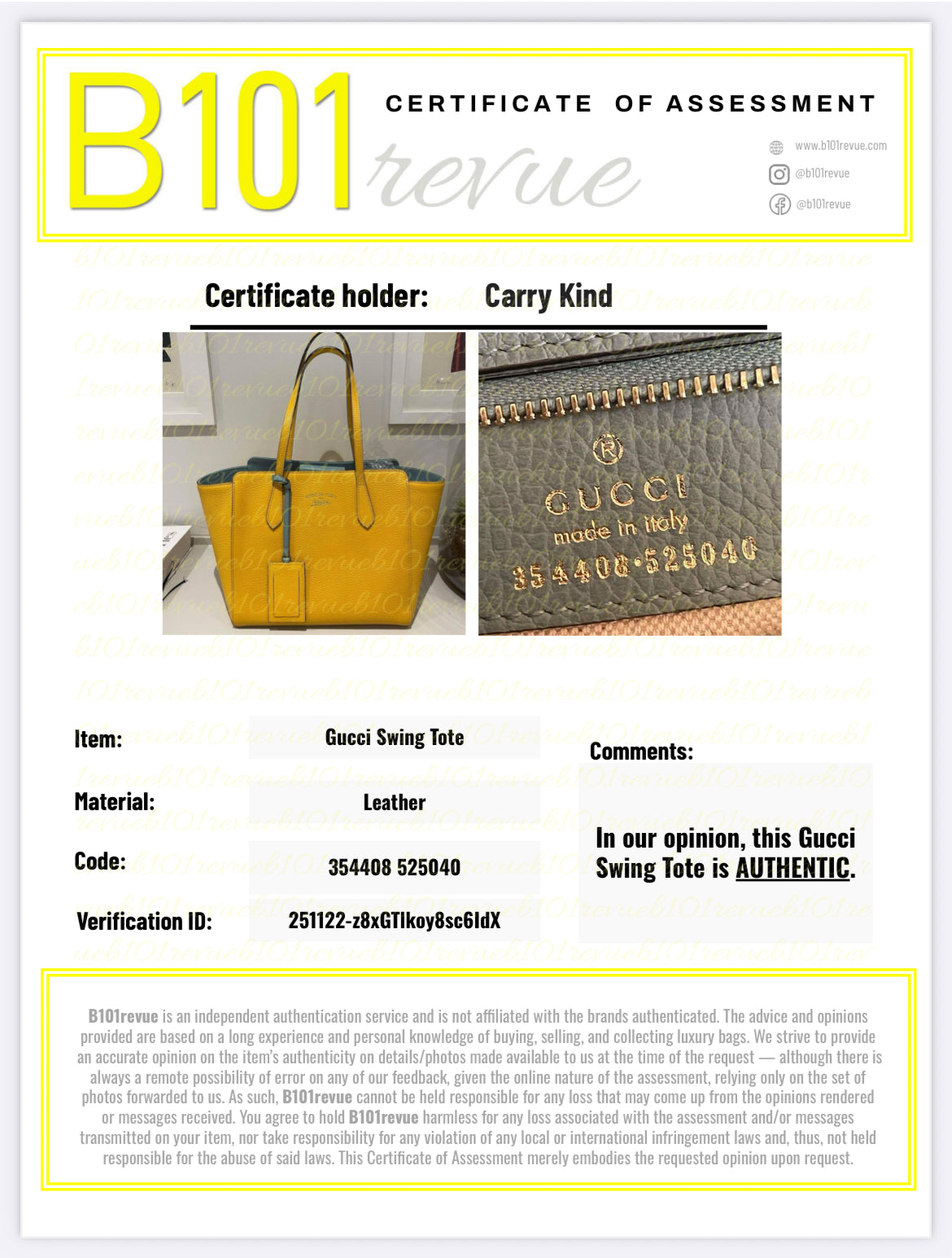 Preloved Gucci Swing Tote Bag, Small