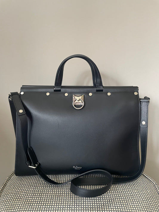 Preloved Mulberry Iris Top Handle Flat Stud Tote Bag with Long Strap