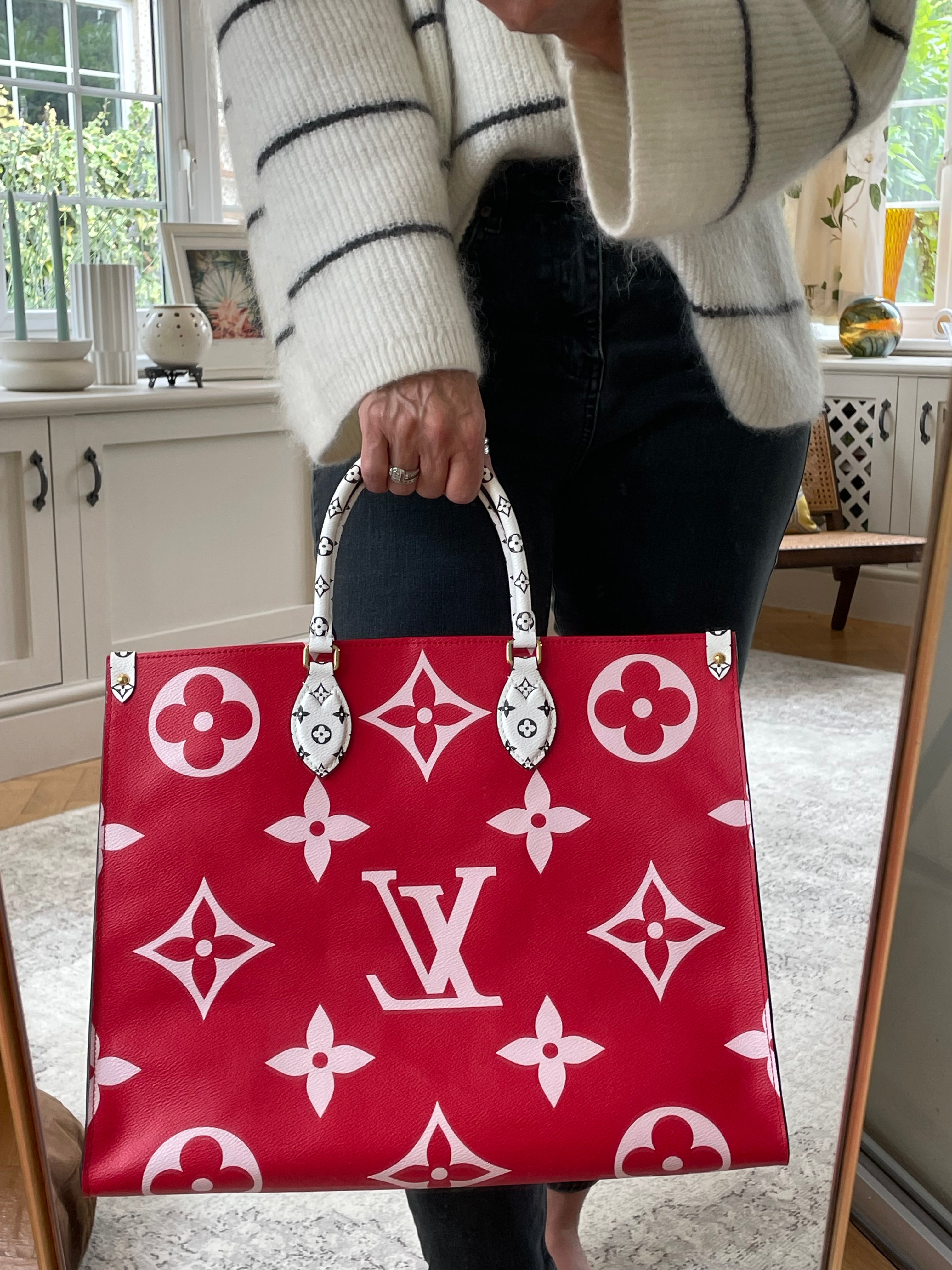 Louis vuitton red and white bag sale