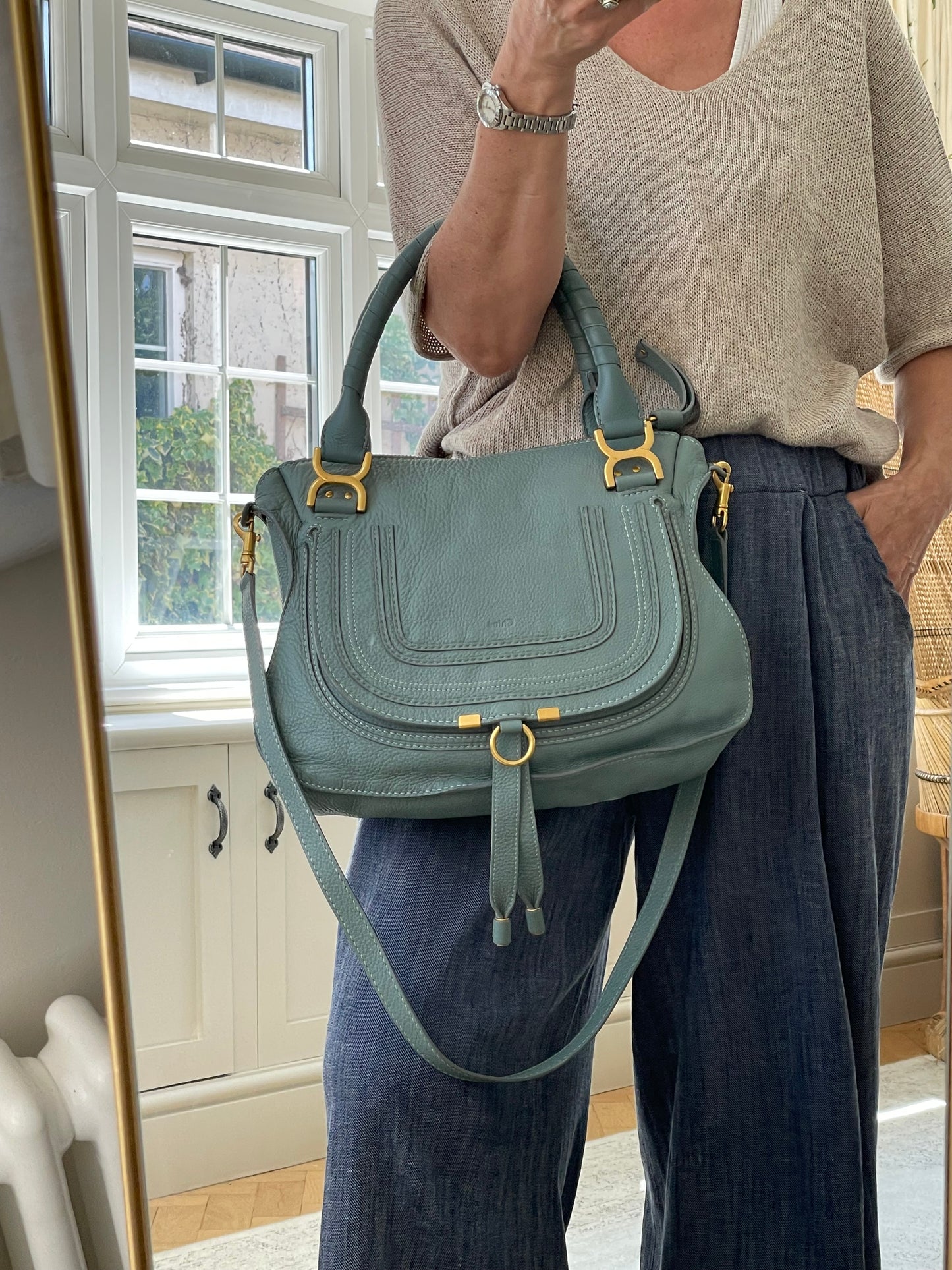 Preloved Chloe Marcie Satchel Bag with long strap, Medium