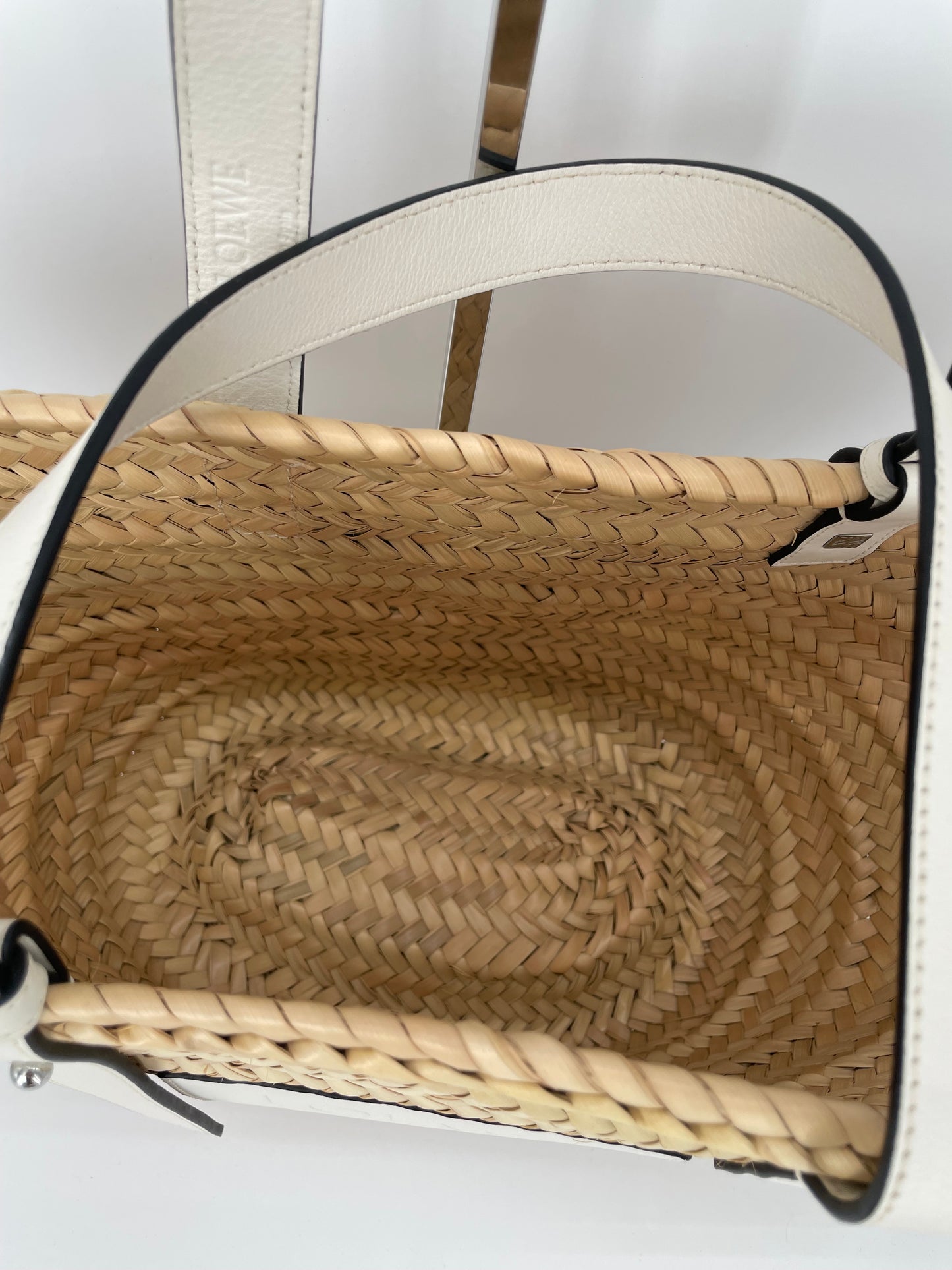 Preloved Loewe Raffia Basket Bag, Medium