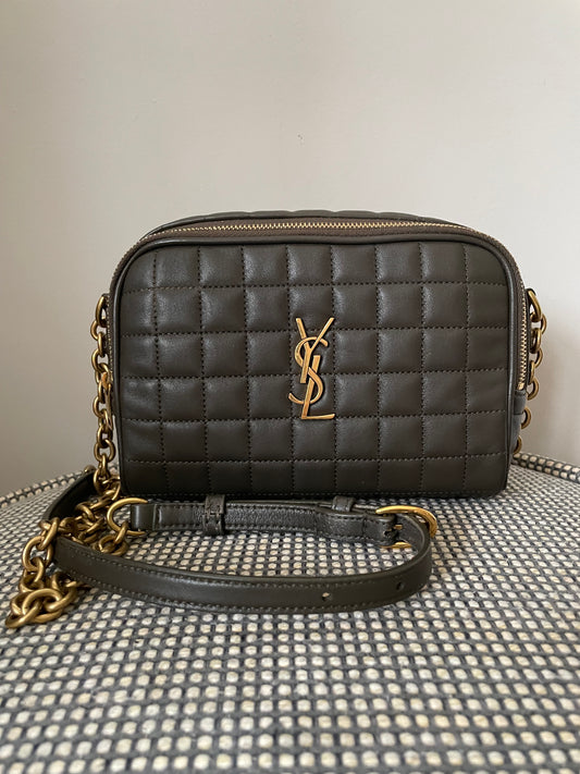Preloved Saint Laurent Carre Quilted Cassandre Camera Bag, Mini