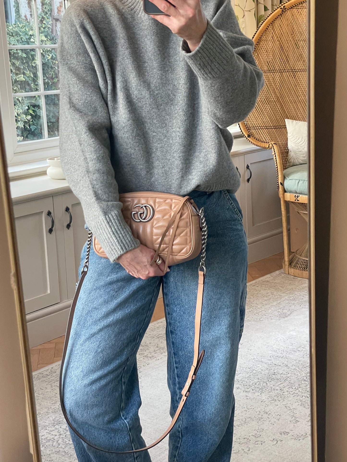 Preloved Gucci Quilted Leather Geometric Marmont Crossbody Bag, Small