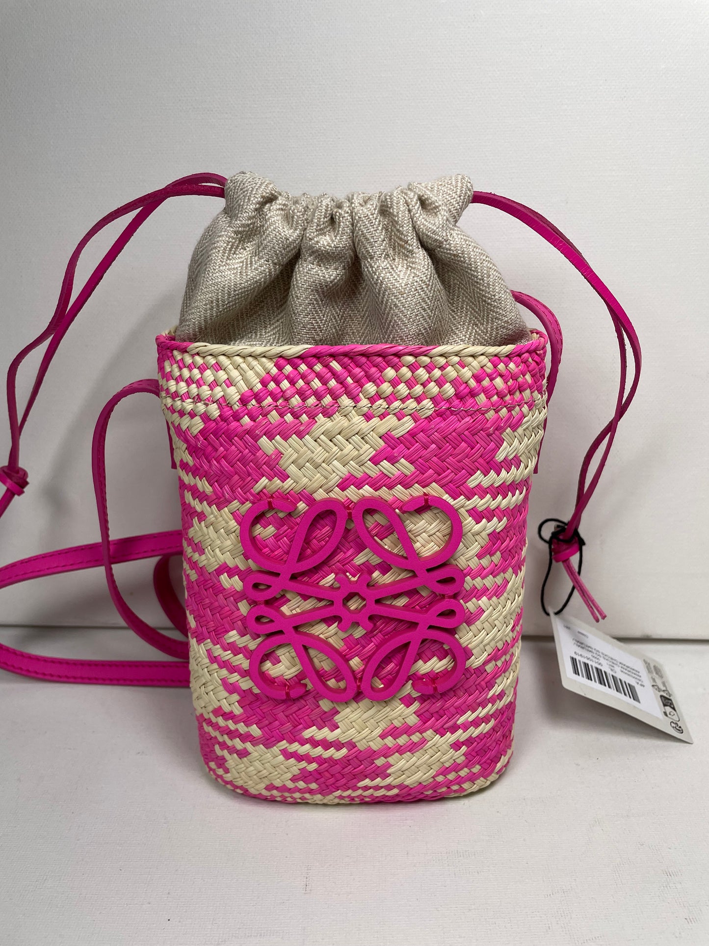 Preloved Loewe x Paula's Ibiza Woven Anagram Square Pocket Raffia Bag