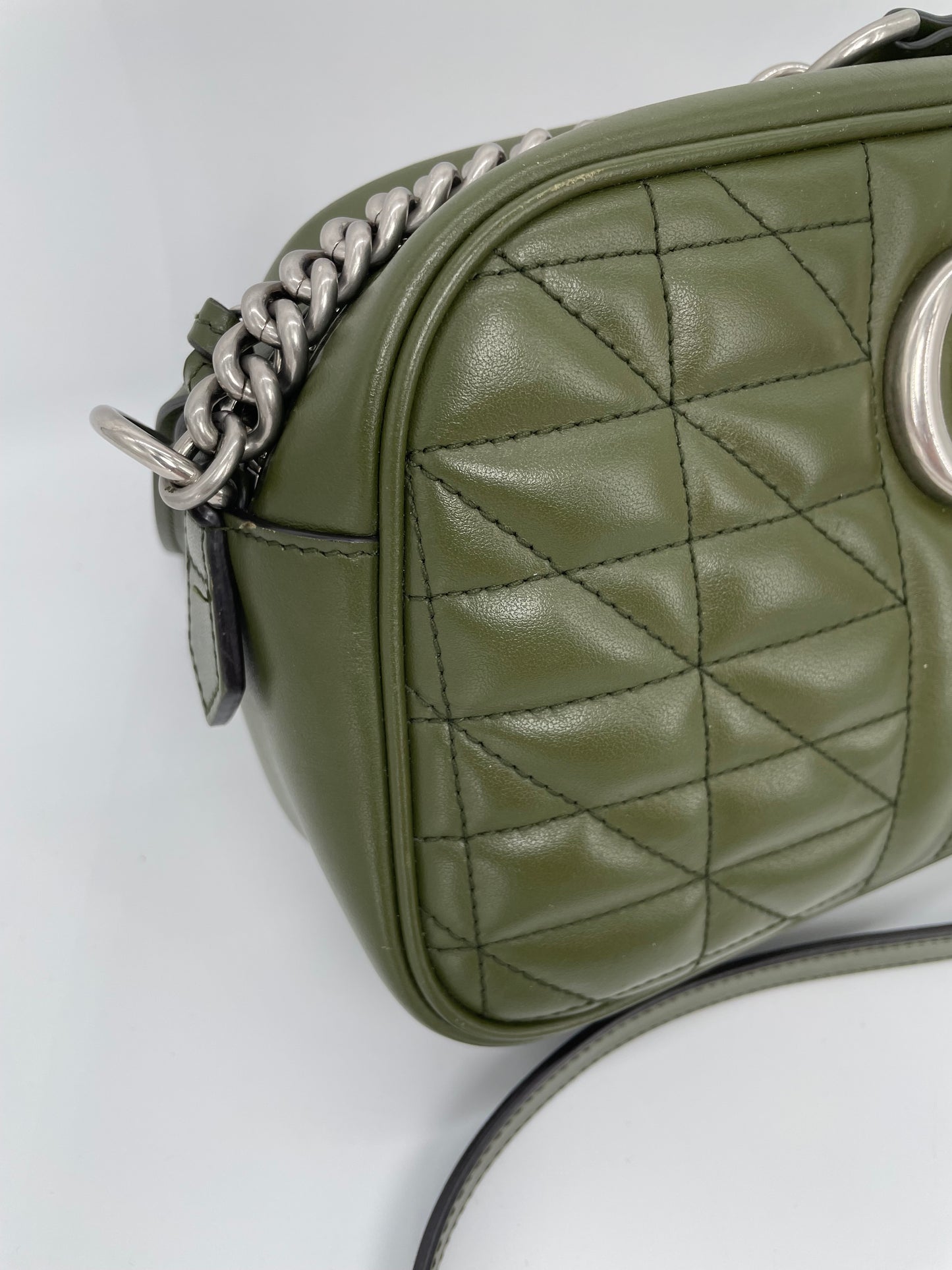 Preloved Gucci Quilted Leather Geometric Marmont Crossbody Bag, Small