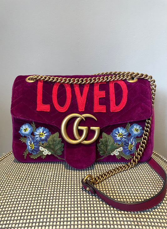 Preloved Gucci  Embroidered ‘LOVED’ Marmont shoulder Bag, Medium