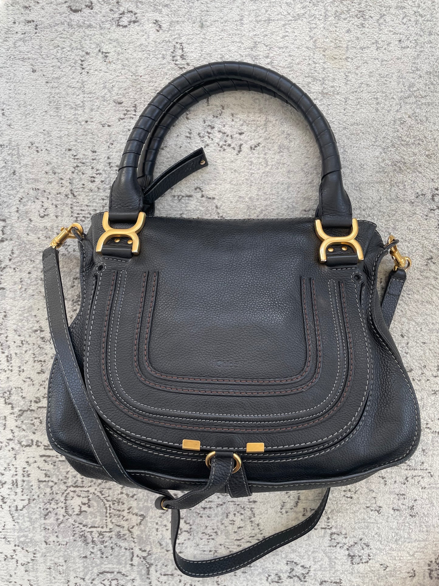 Preloved Chloe Marcie Satchel with long strap, Medium