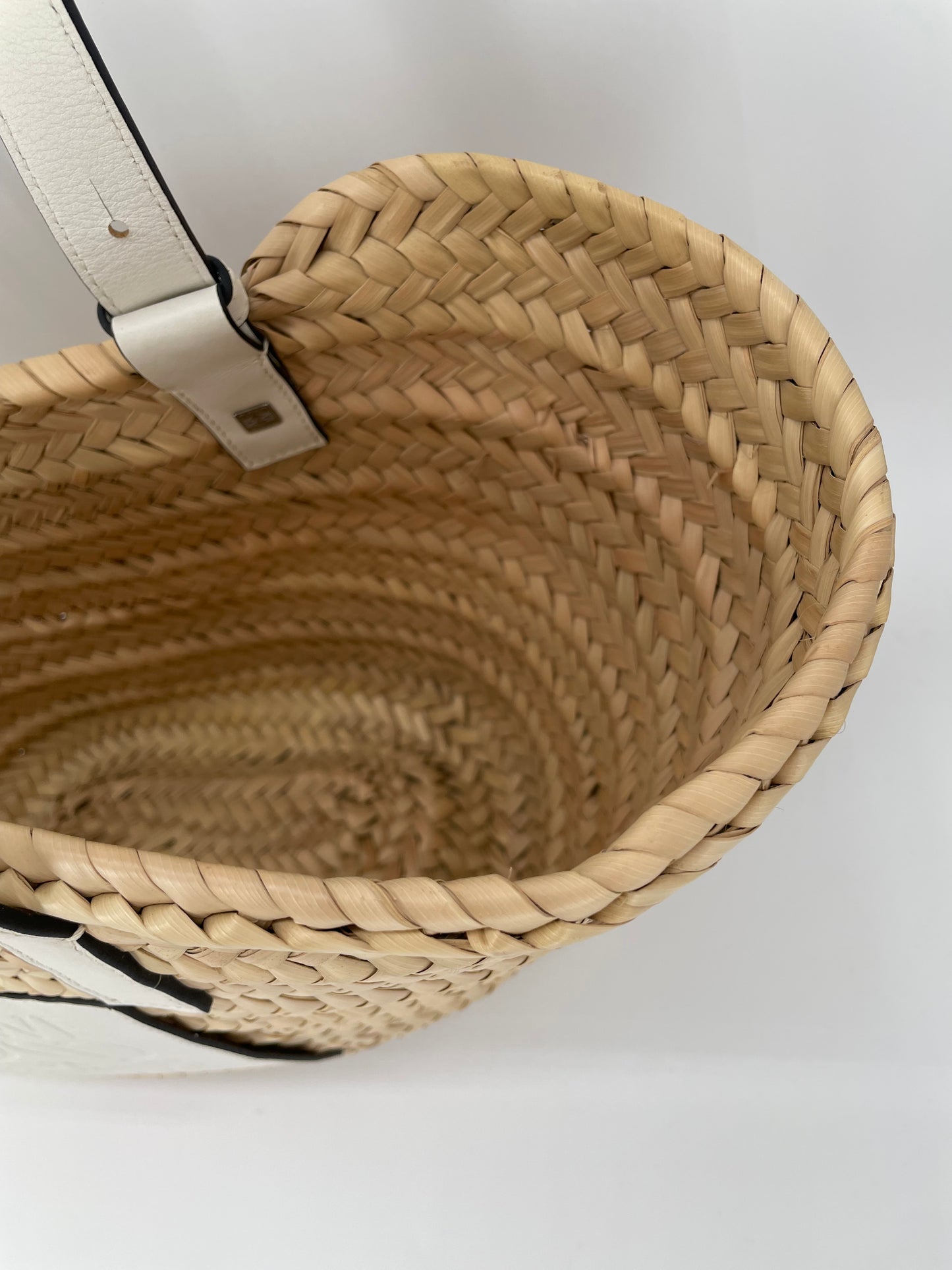 Preloved Loewe Raffia Basket Bag, Medium