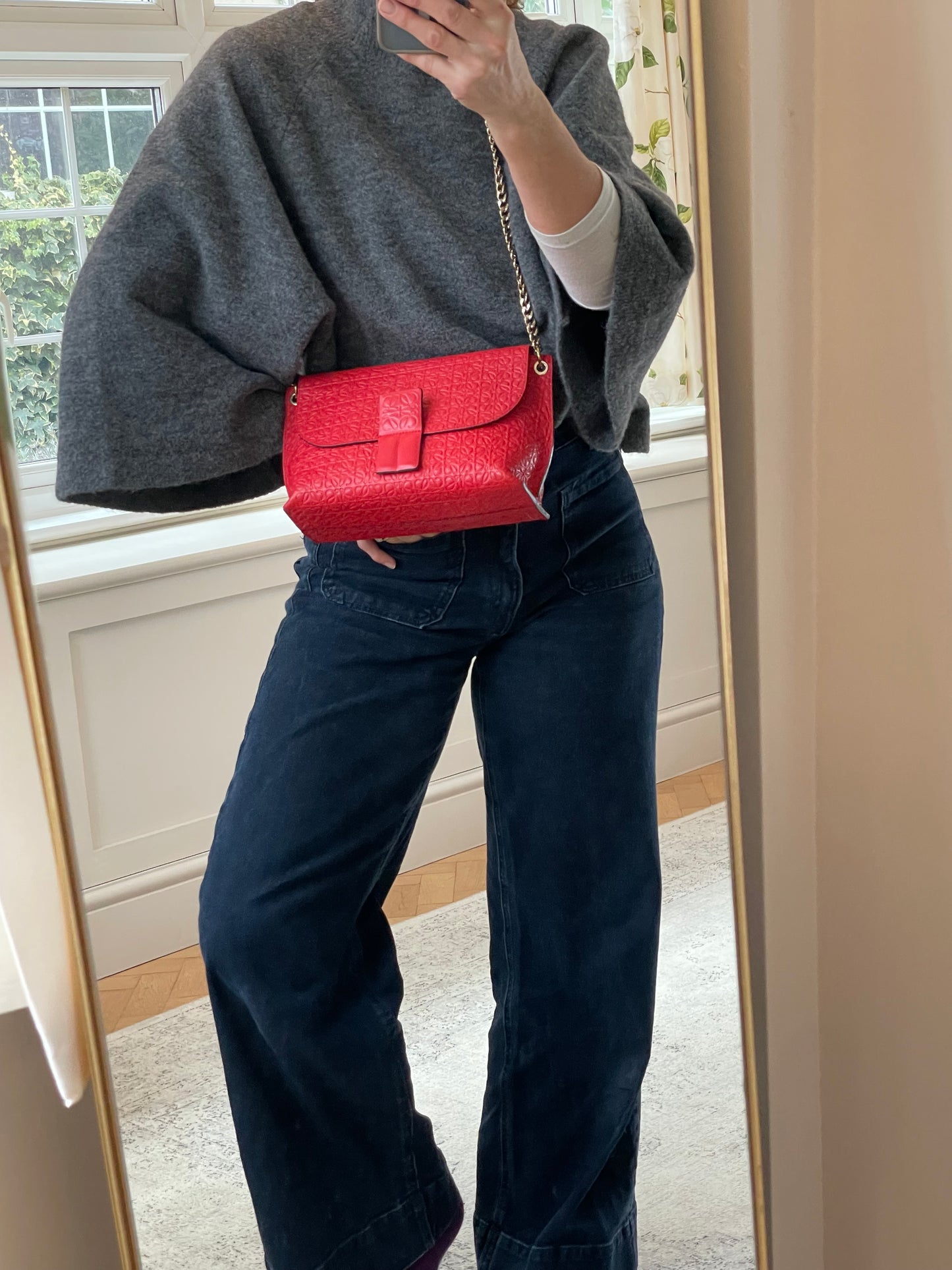 Preloved Loewe Avenue Embossed Shoulder Bag