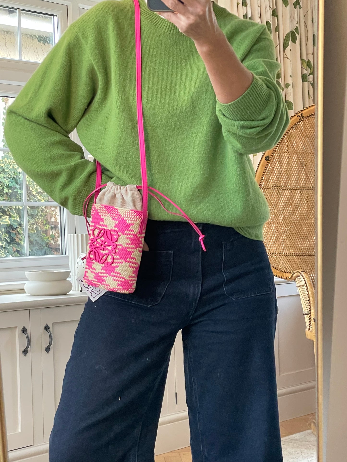 Preloved Loewe x Paula's Ibiza Woven Anagram Square Pocket Raffia Bag