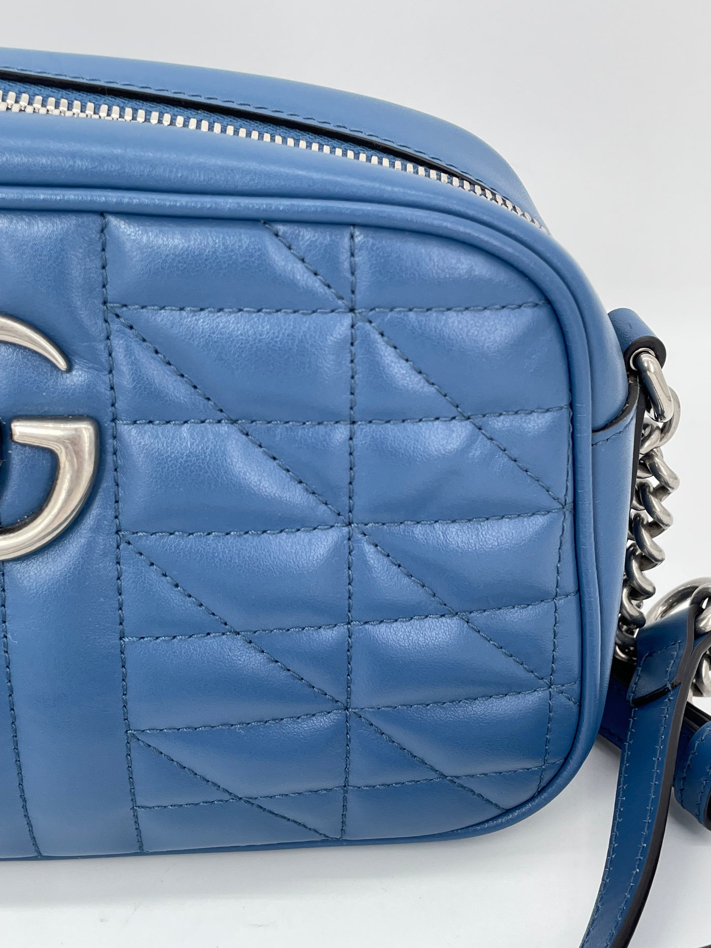 Preloved Gucci Quilted Leather Geometric Marmont Crossbody Bag, Small