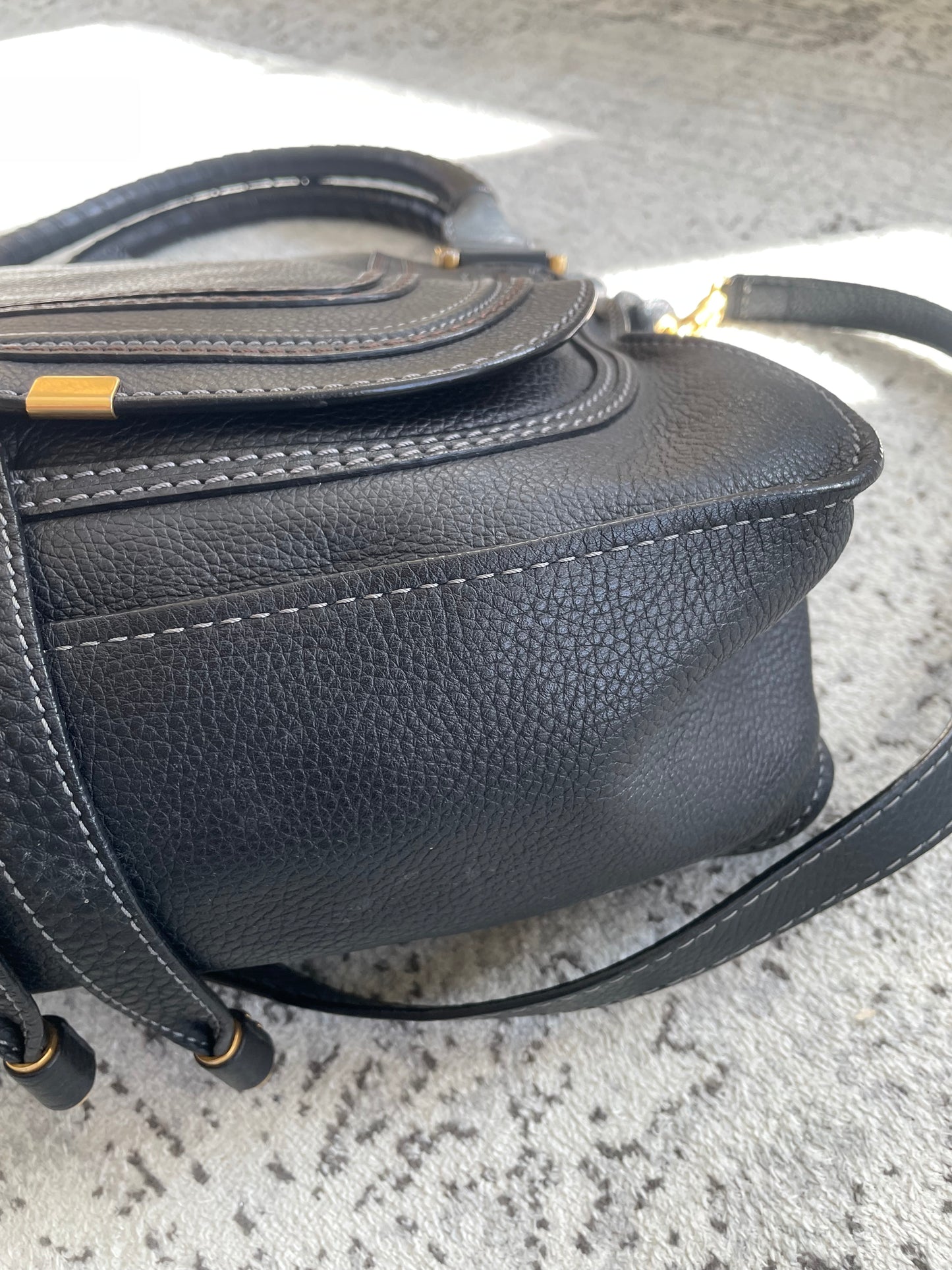 Preloved Chloe Marcie Satchel with long strap, Medium