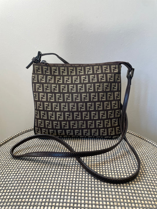 Preloved, Vintage Fendi Zucchino Canvas Crossbody Bag