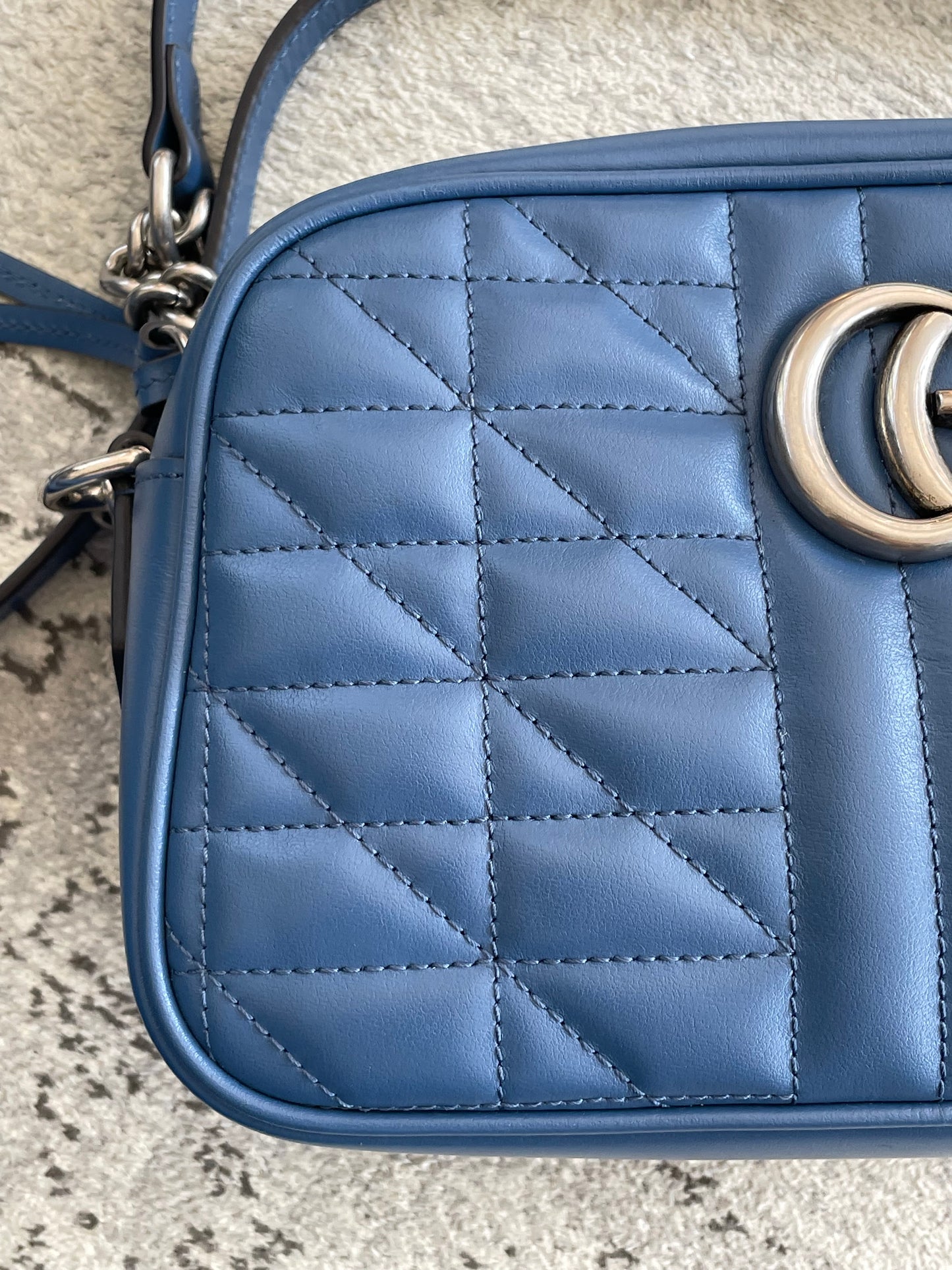 Preloved Gucci Quilted Leather Geometric Marmont Crossbody Bag, Small