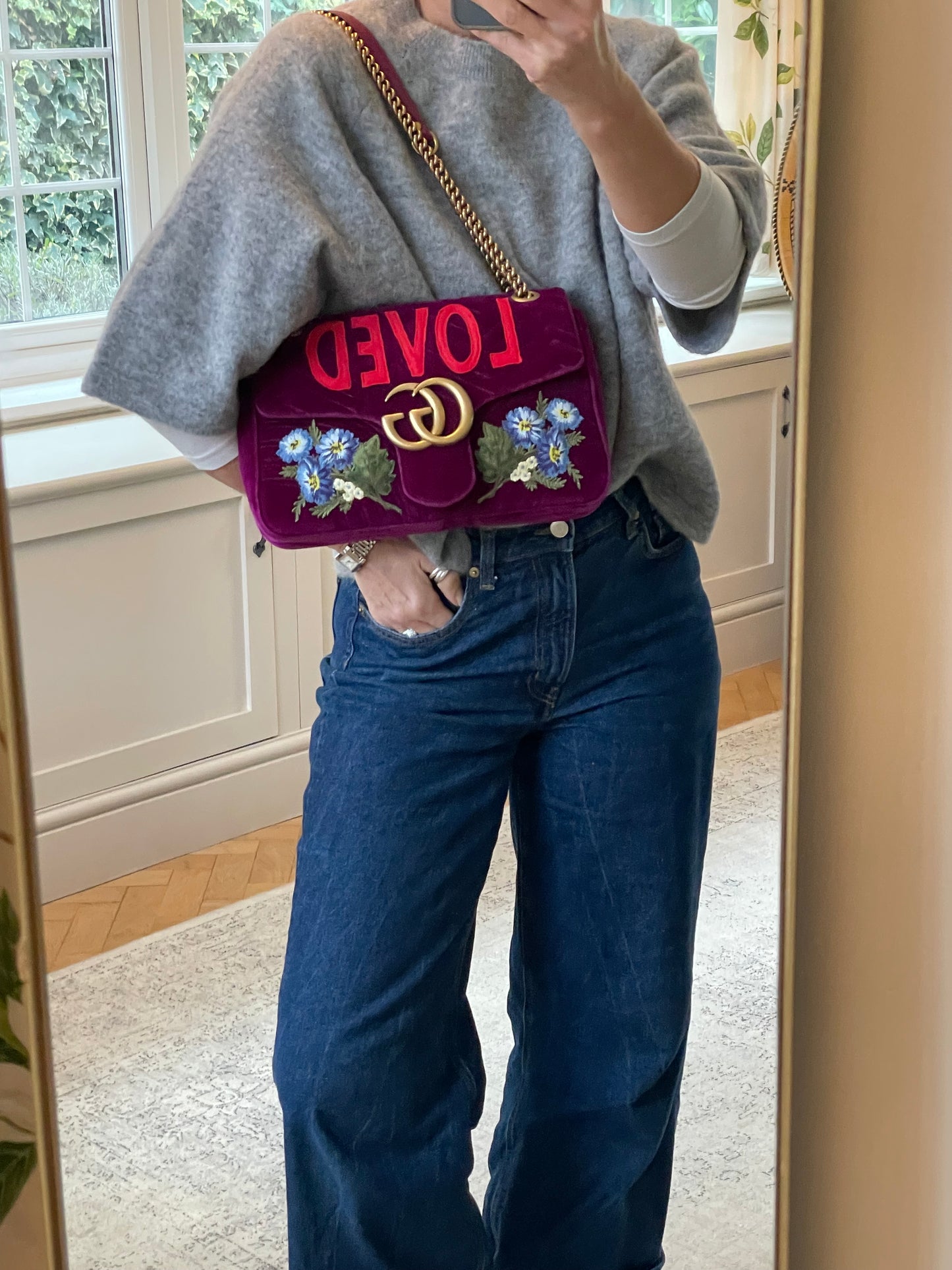 Preloved Gucci  Embroidered ‘LOVED’ Marmont shoulder Bag, Medium