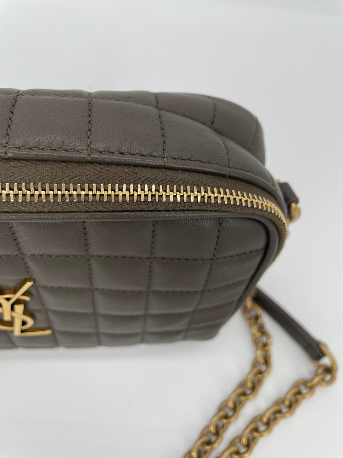 Preloved Saint Laurent Carre Quilted Cassandre Camera Bag, Mini