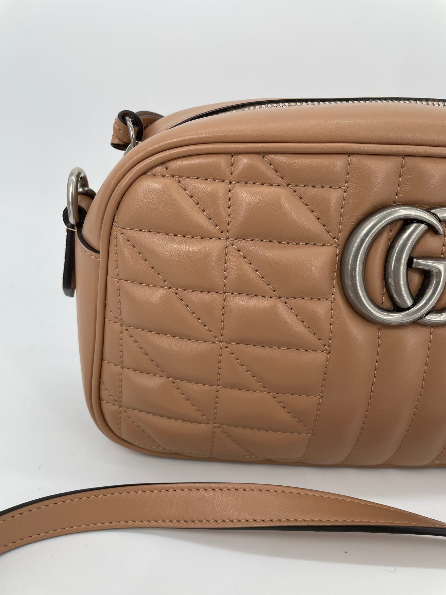 Preloved Gucci Quilted Leather Geometric Marmont Crossbody Bag, Small