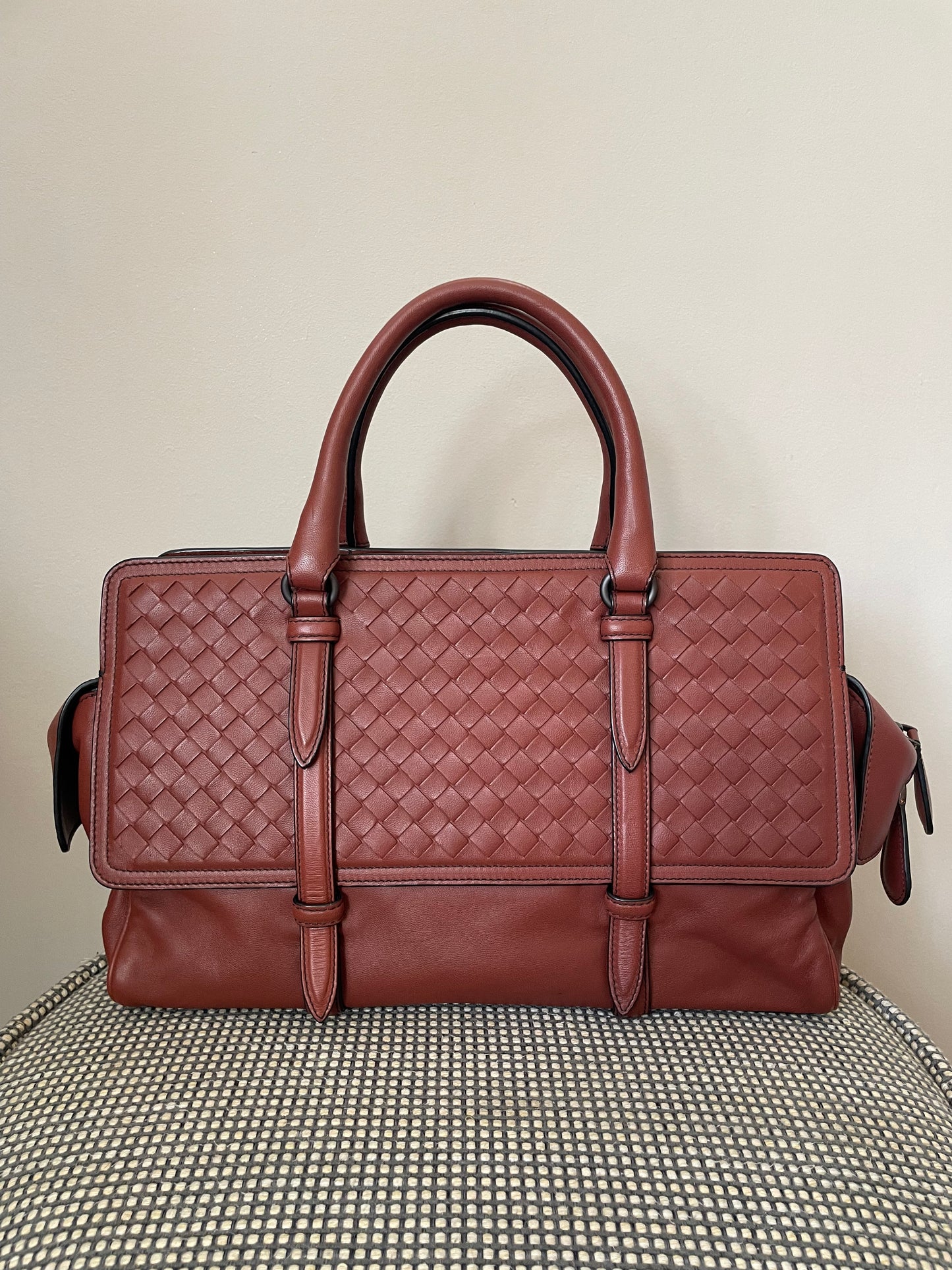 Preloved Bottega Veneta Nappa Intrecciato Monaco Satchel, Medium