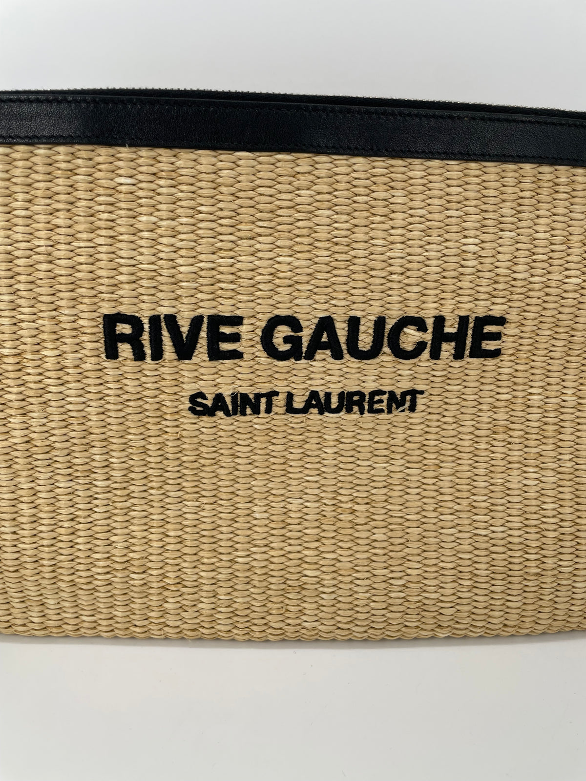 Preloved Saint Laurent Rive Gauche Raffia Clutch Bag