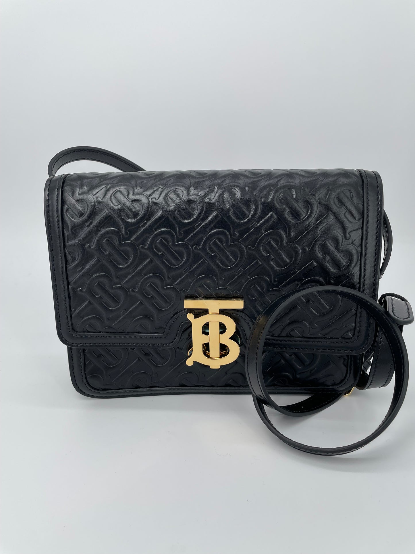 Preloved Burberry Monogram TB Shoulder Bag, Small