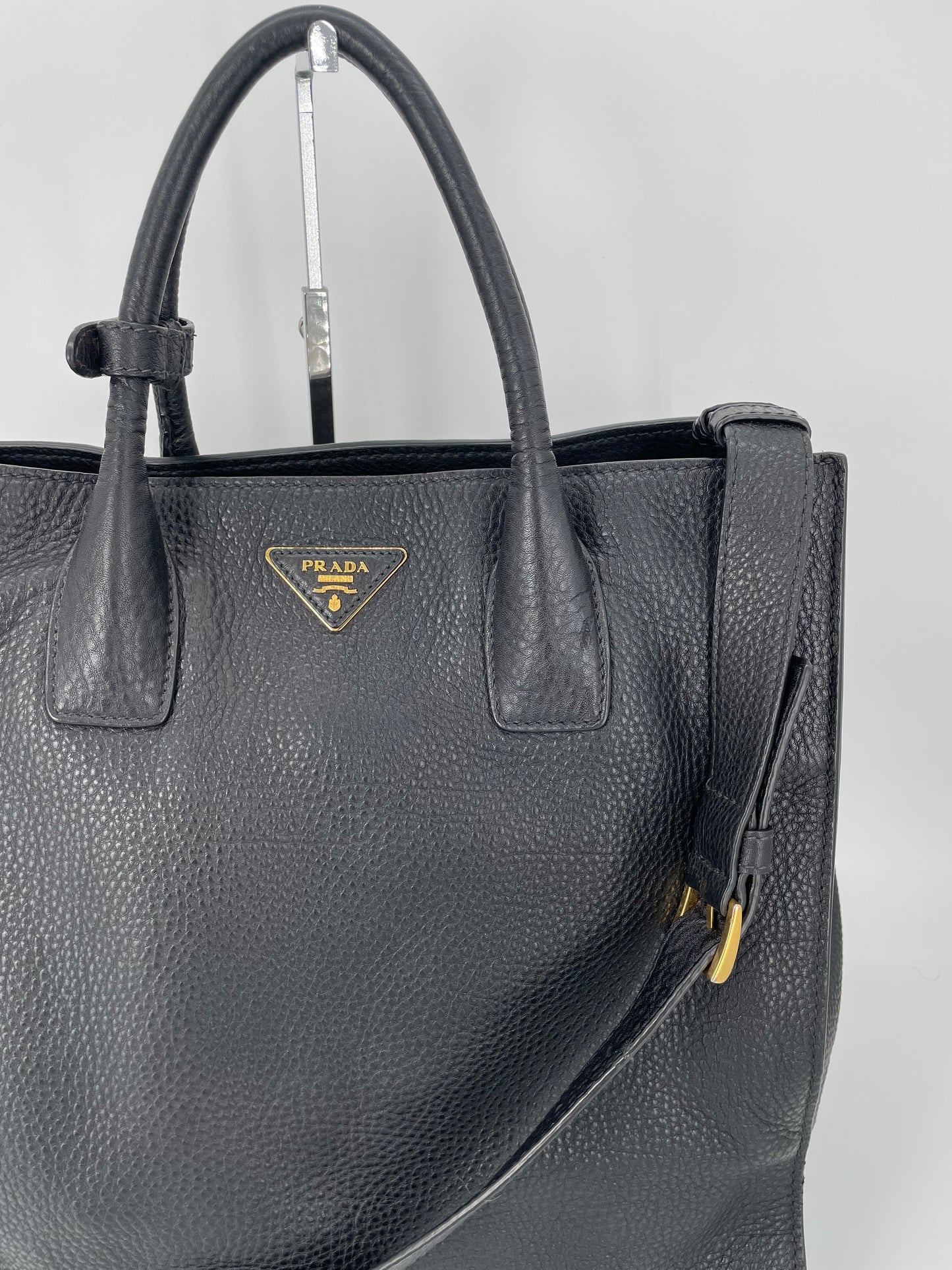 Preloved Prada Vitello Daino Tote Bag with Long Strap