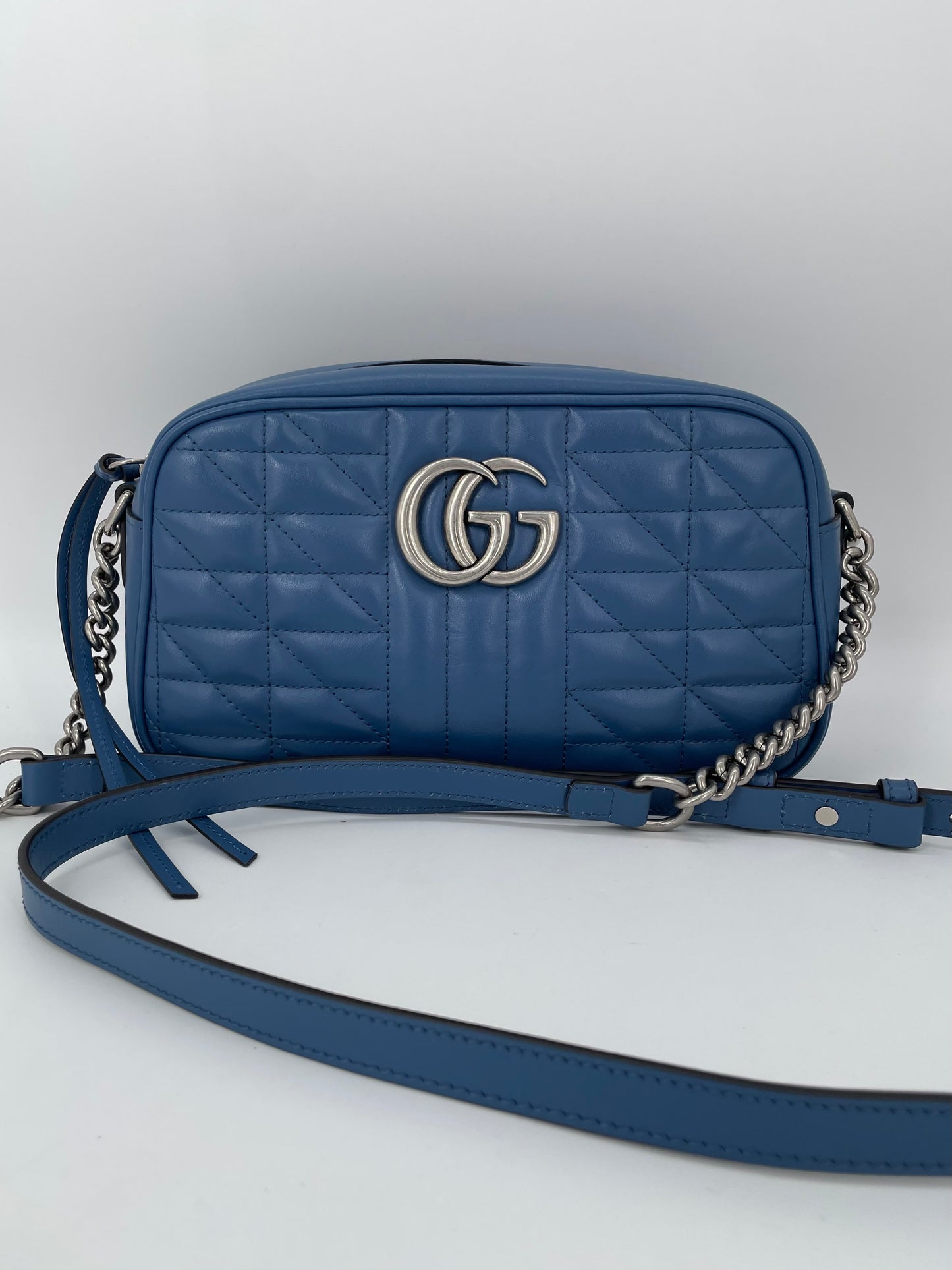 Preloved Gucci Quilted Leather Geometric Marmont Crossbody Bag, Small