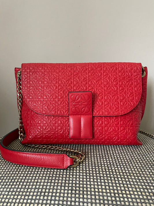Preloved Loewe Avenue Embossed Shoulder Bag
