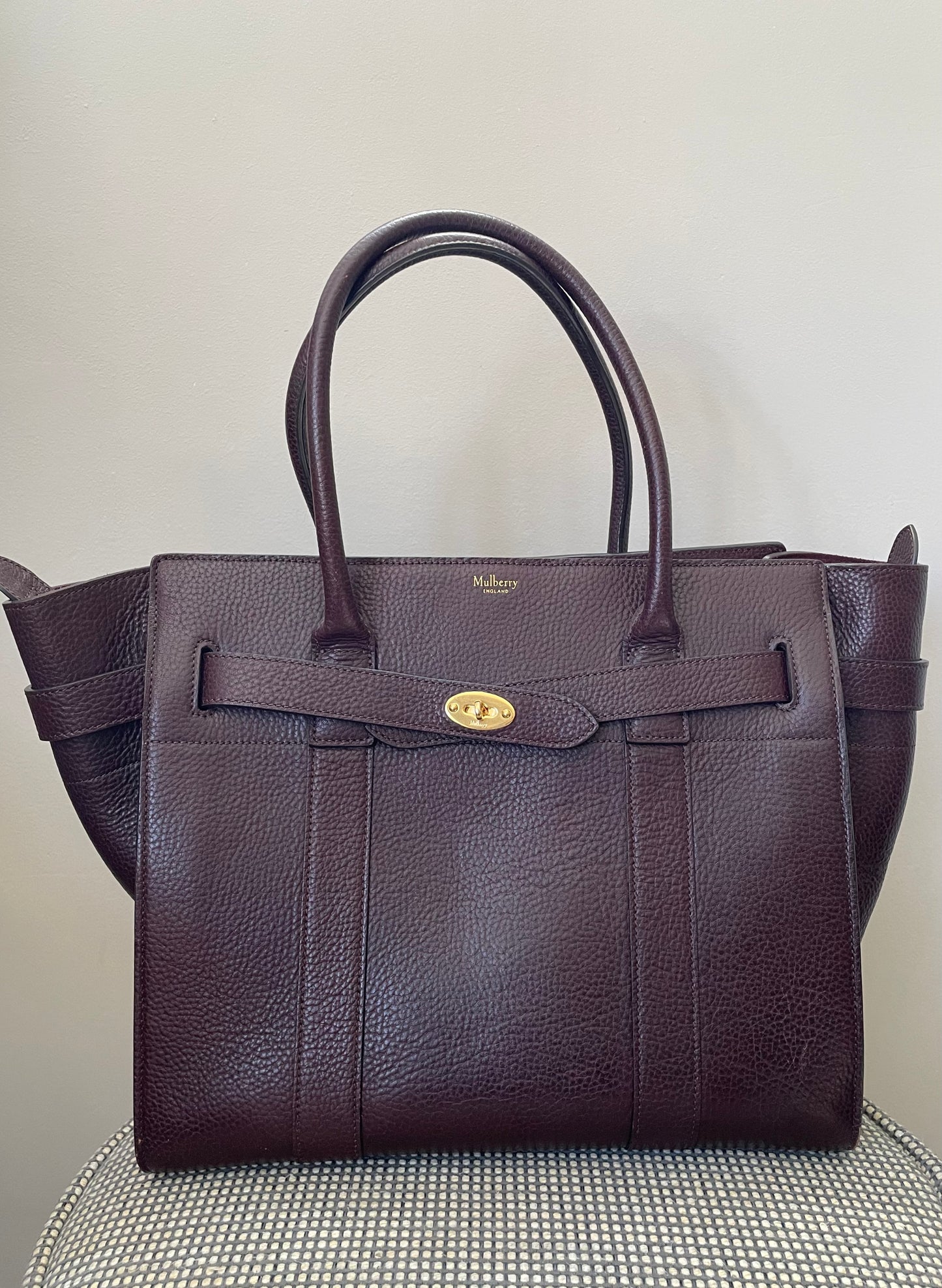 Preloved Mulberry Classic Grain Zipped Bayswater Bag, Large