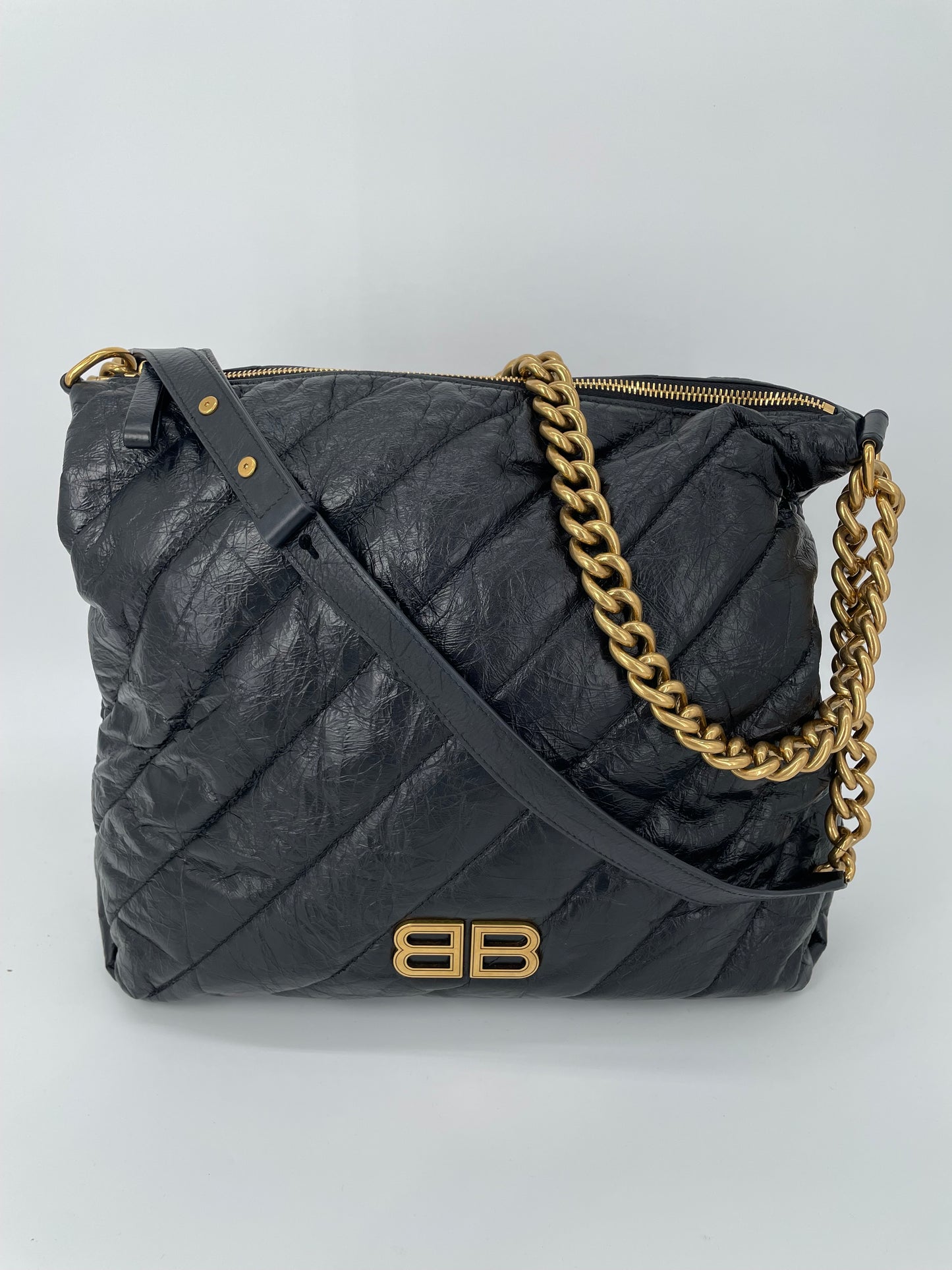 Preloved Balenciaga Quilted Crush Shoulder Bag, Medium