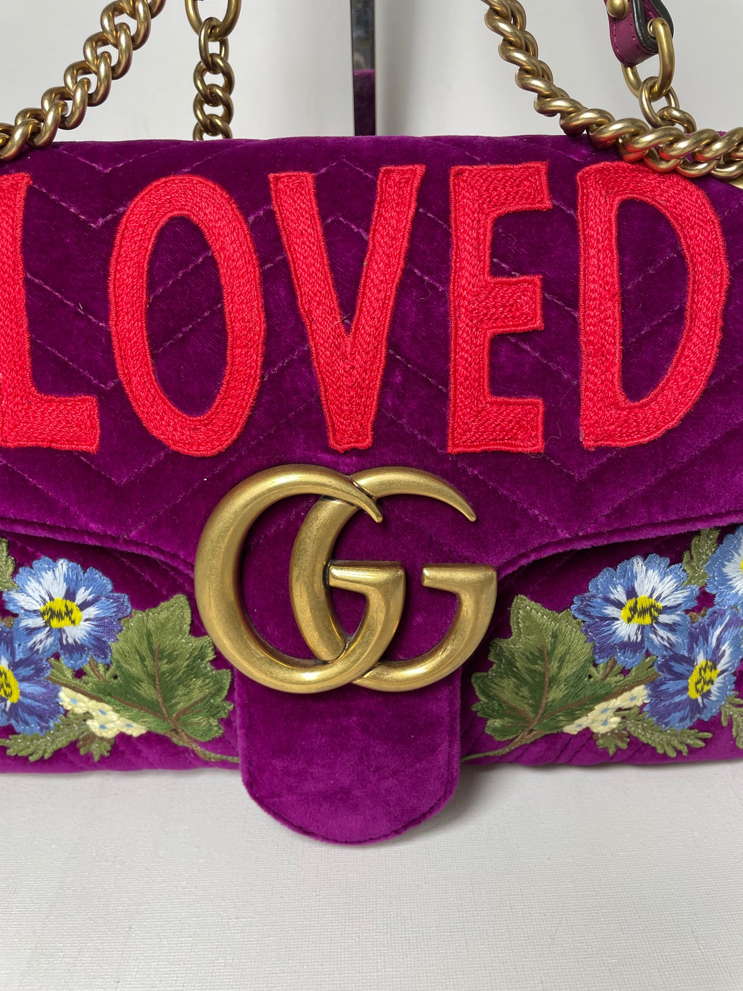 Preloved Gucci  Embroidered ‘LOVED’ Marmont shoulder Bag, Medium