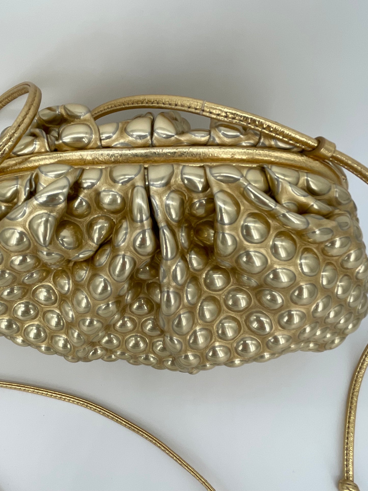 Preloved Bottega Veneta Metallic Bubble Pouch, Mini