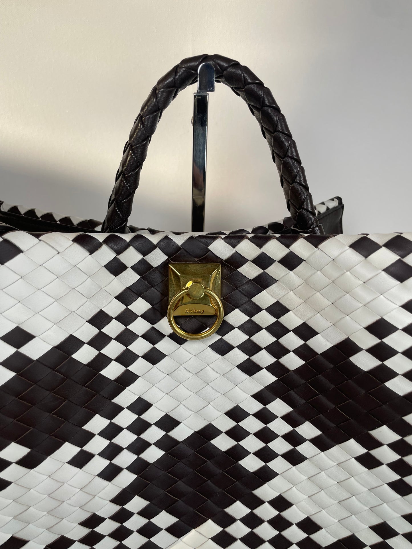 Preloved Mulberry Iris Woven Tote Bag with Long Strap