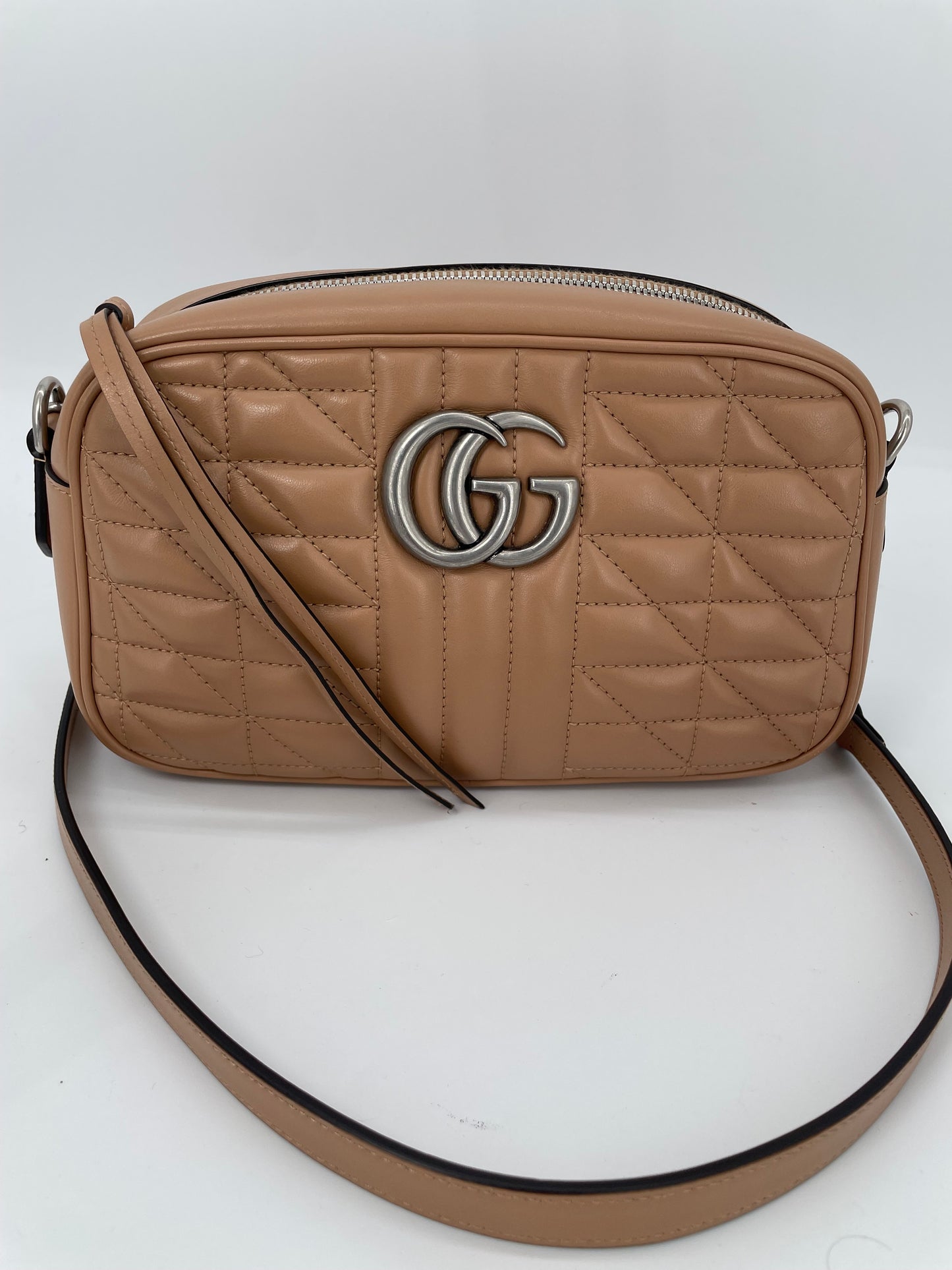 Preloved Gucci Quilted Leather Geometric Marmont Crossbody Bag, Small
