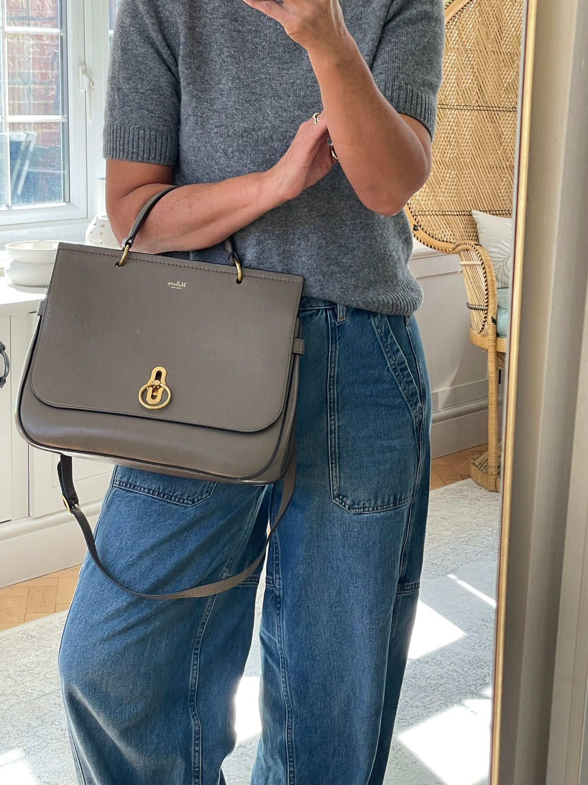 Preloved Mulberry Amberley Top Handle Satchel Bag, Large