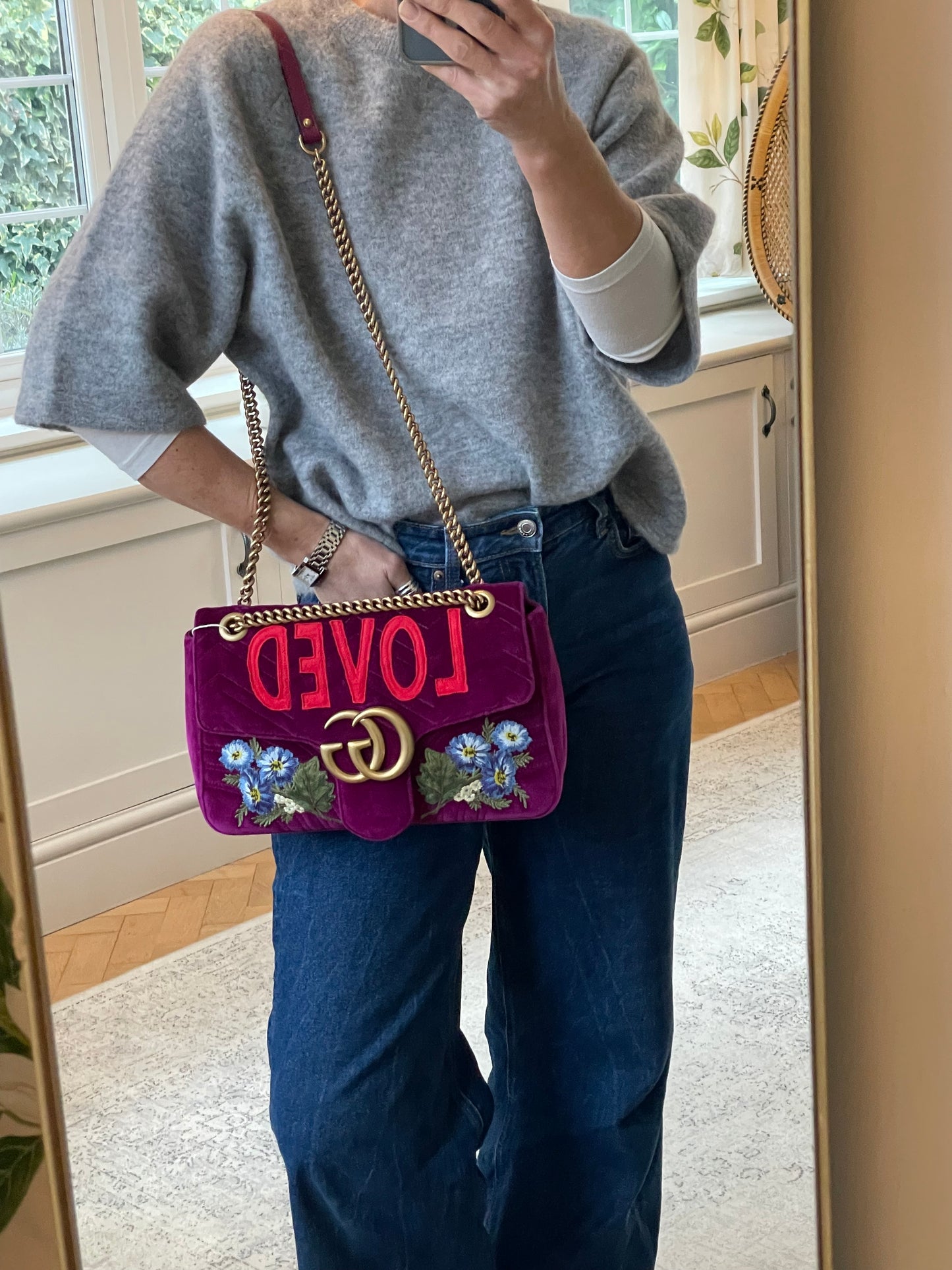 Preloved Gucci  Embroidered ‘LOVED’ Marmont shoulder Bag, Medium