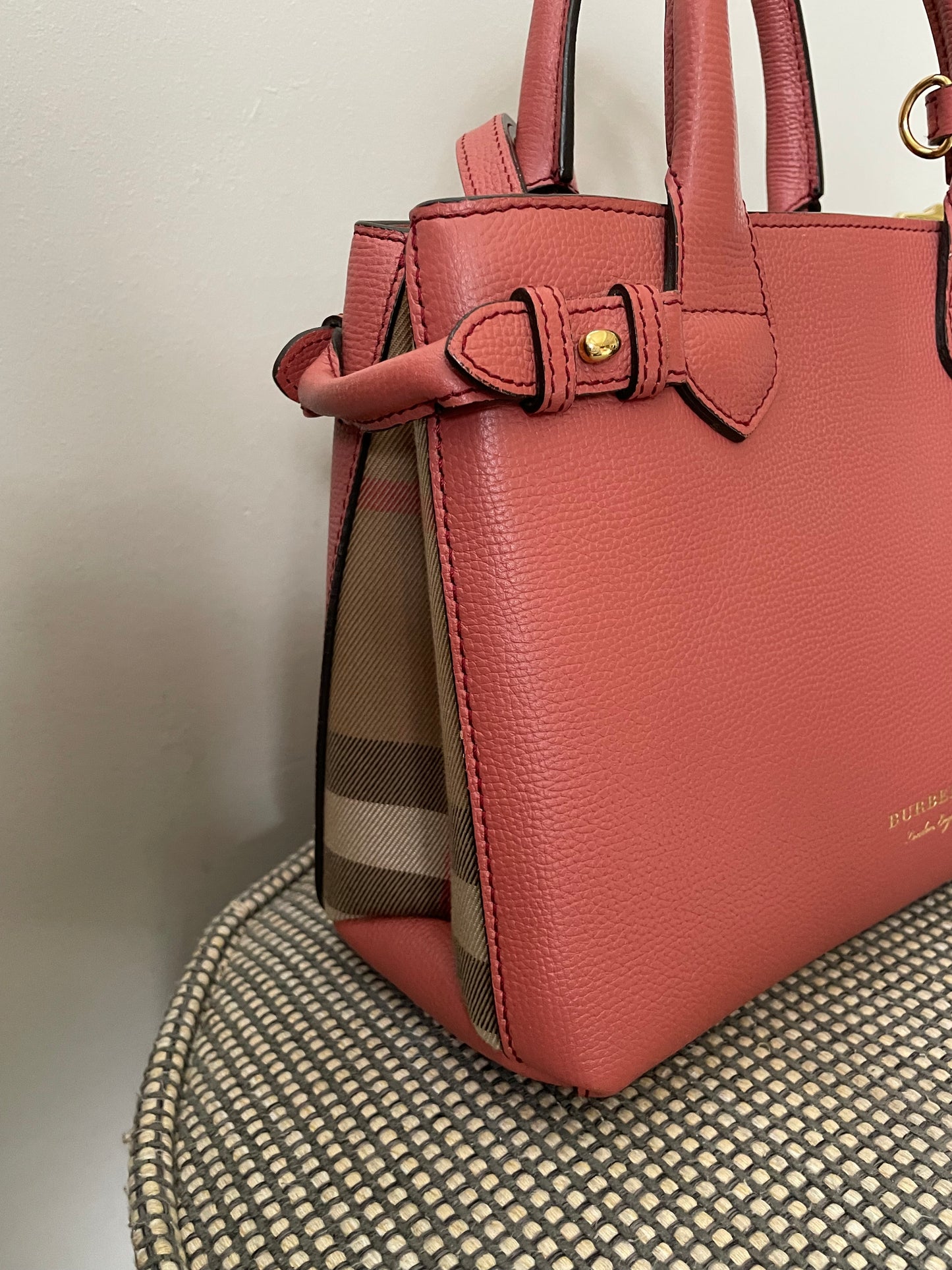Preloved Burberry Banner Two Way Tote Bag, Small