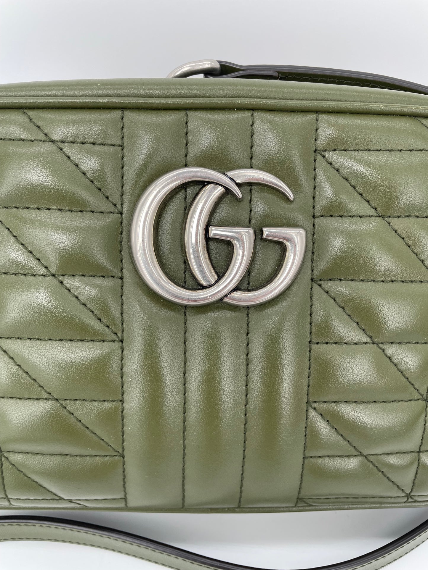 Preloved Gucci Quilted Leather Geometric Marmont Crossbody Bag, Small