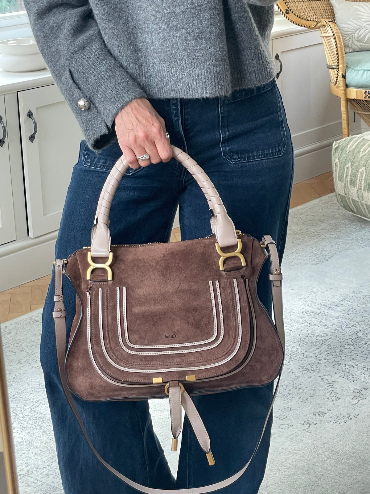 Preloved Chloe Marcie Two Handle Satchel Bag with Long Strap