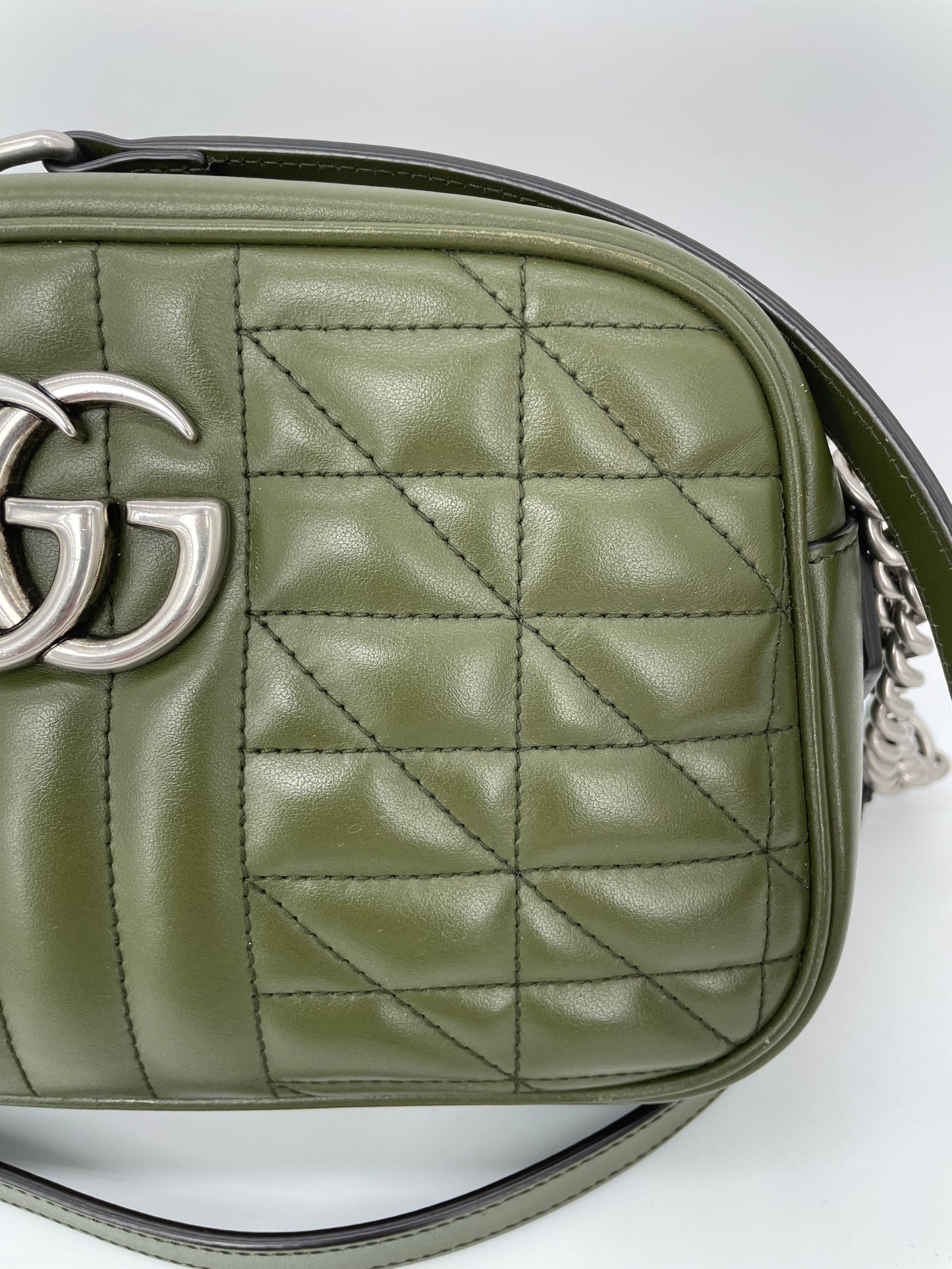 Preloved Gucci Quilted Leather Geometric Marmont Crossbody Bag, Small
