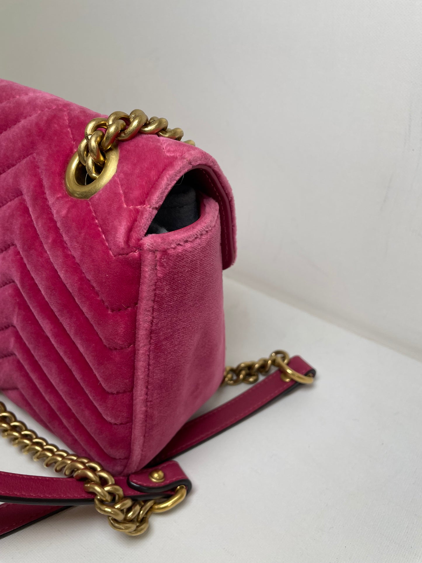 Preloved Gucci Velvet Matelasse GG Marmont Shoulder Bag, Small
