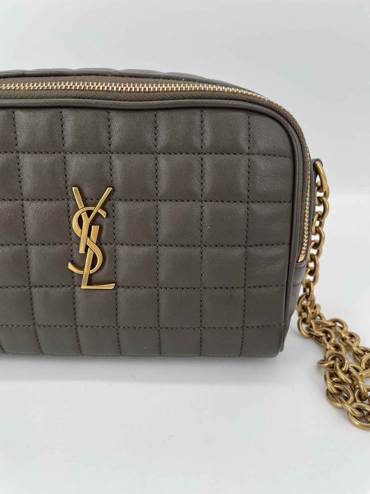Preloved Saint Laurent Carre Quilted Cassandre Camera Bag, Mini