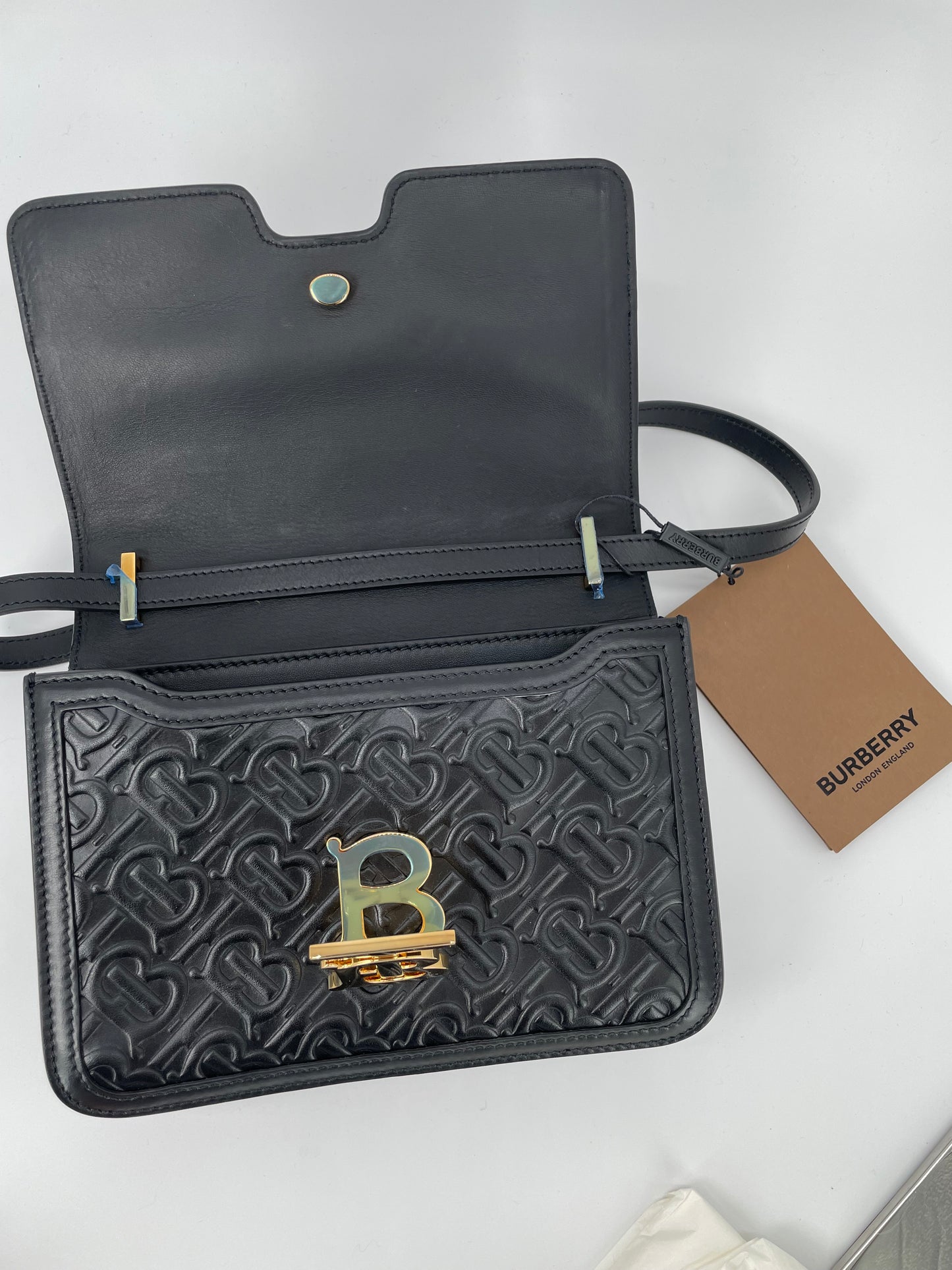 Preloved Burberry Monogram TB Shoulder Bag, Small