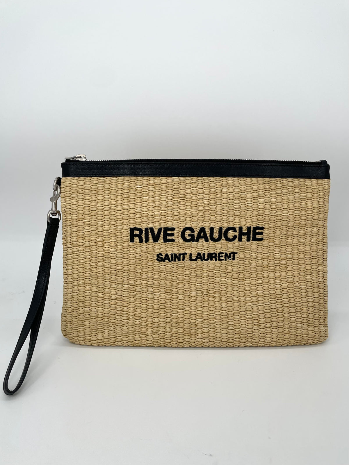Preloved Saint Laurent Rive Gauche Raffia Clutch Bag