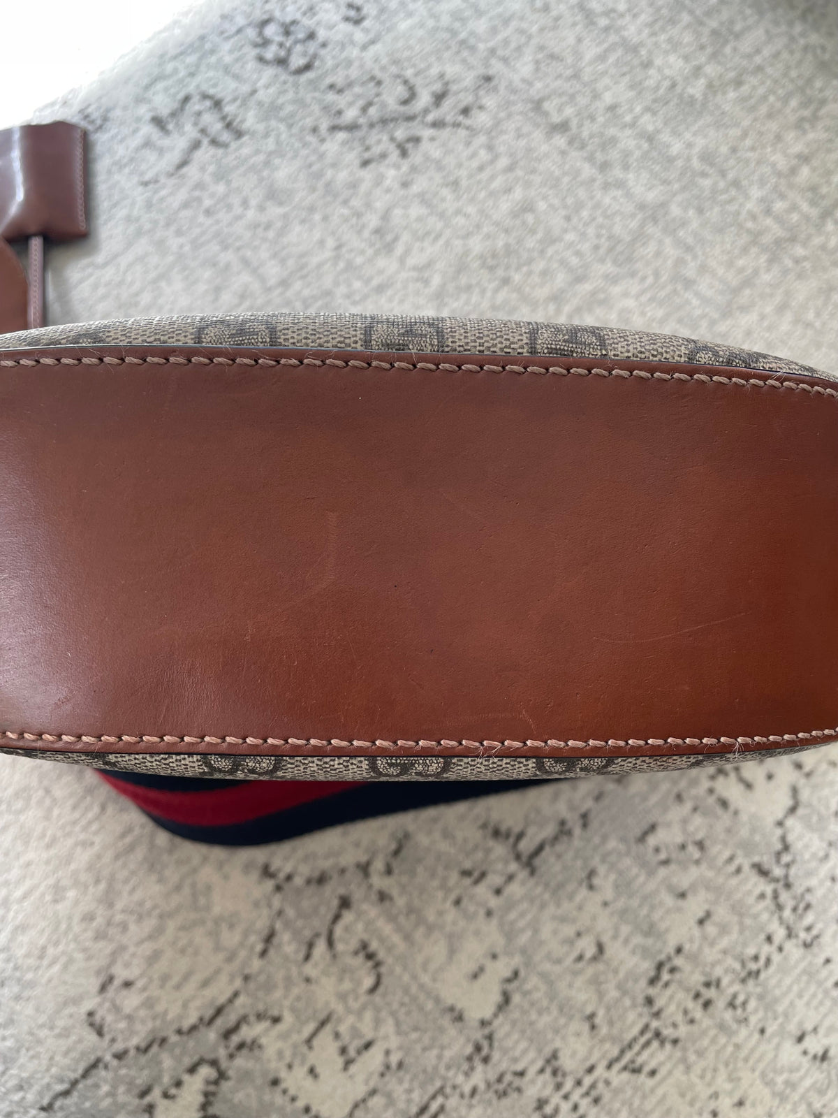 Preloved Gucci GG Supreme Monogram Saddle Lock Messenger Shoulder Bag, Small