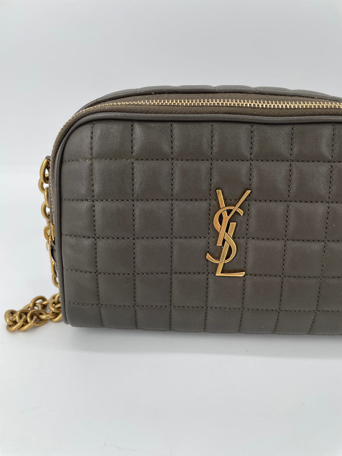 Preloved Saint Laurent Carre Quilted Cassandre Camera Bag, Mini