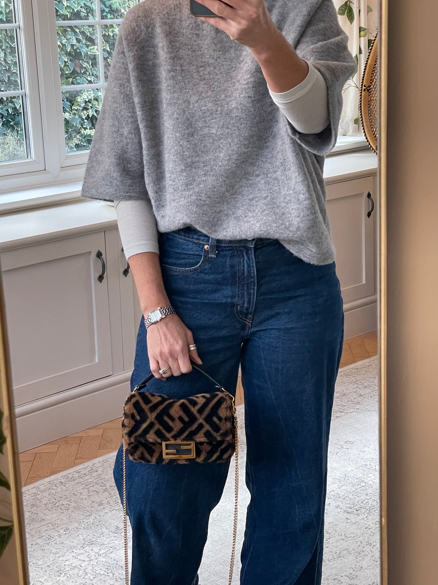 Preloved Fendi Shearling Sheepskin FF Chain Baguette, Mini