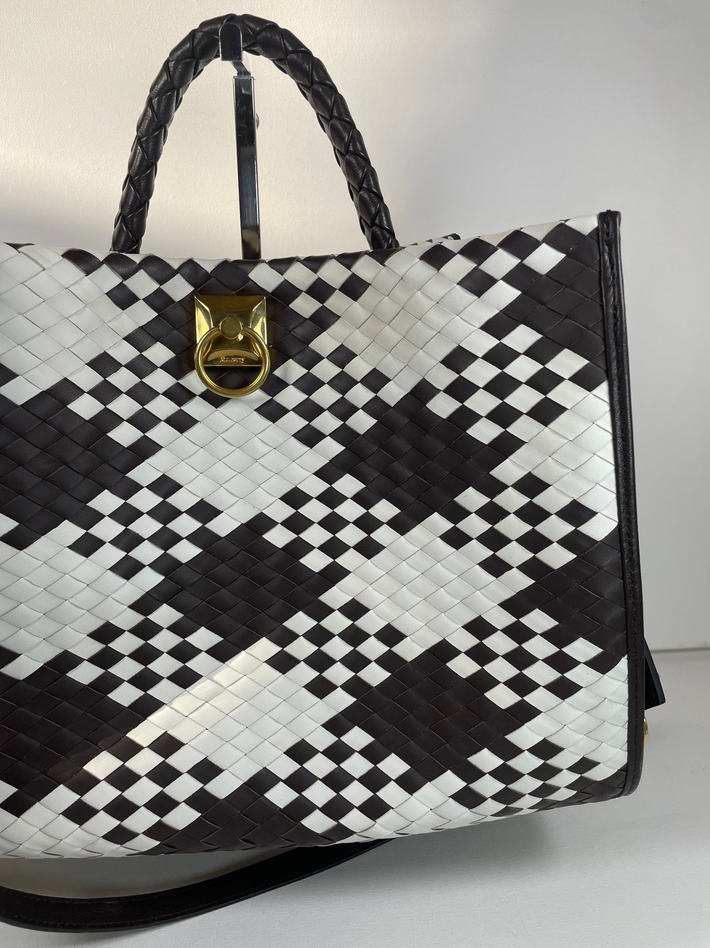 Preloved Mulberry Iris Woven Tote Bag with Long Strap